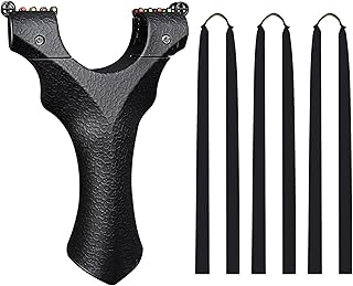 Obert Flat Band Slingshot Hunting Catapult with 3pcs Black Flat Rubber Bands 10 Aiming Point Outdoor Game Shot Adult Toy