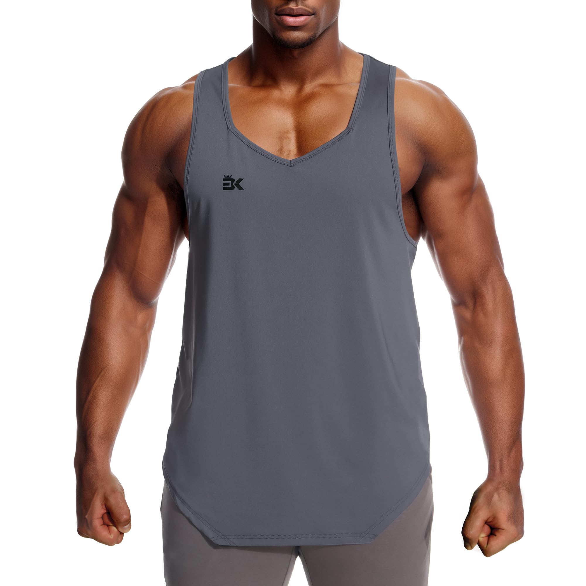 BROKIG Mens Irregular Gym Tank Top Workout Sport Athletic Singlet