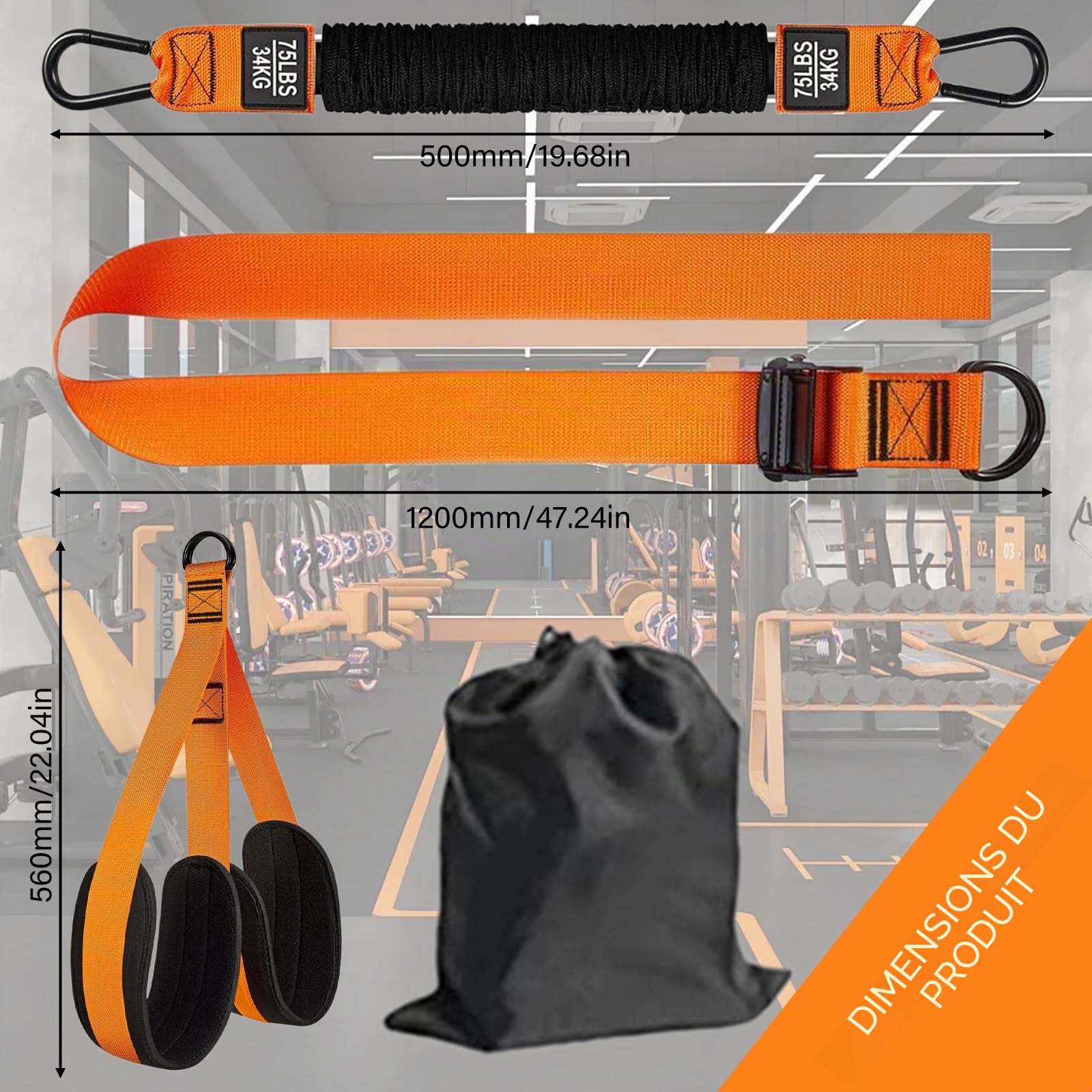 Kit d'aide à la traction, bandes de résistance robustes avec 4 bandes de résistance réglables et 2 repose-pieds, bandes auxiliaires pour tractions, pull-up
