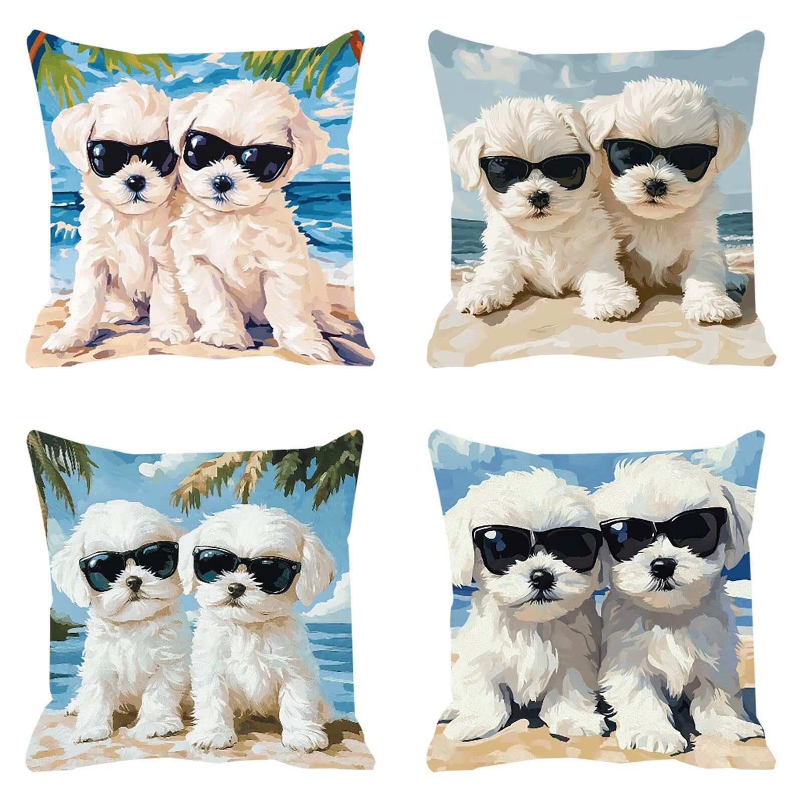 Housse de coussin 60x60 cm blanche imperméable pour canapé et salon de jardin