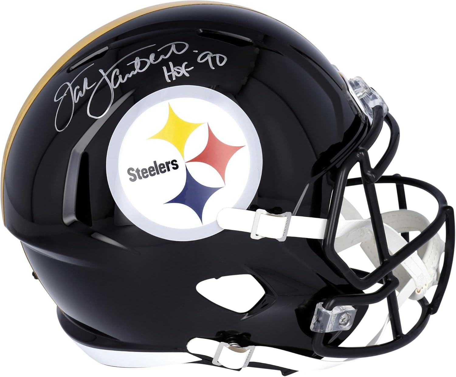 Jack Lambert Pittsburgh Steelers Autographed Riddell Speed Replica Helmet with "HOF 90" Inscription - Autographed NFL Helmets