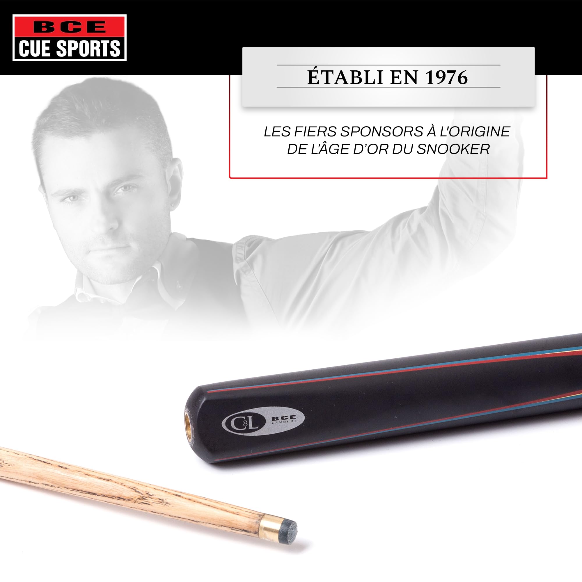 BCE Protégé Queue de Billard 3/4 Coupe Christophe Lambert avec étui Rigide