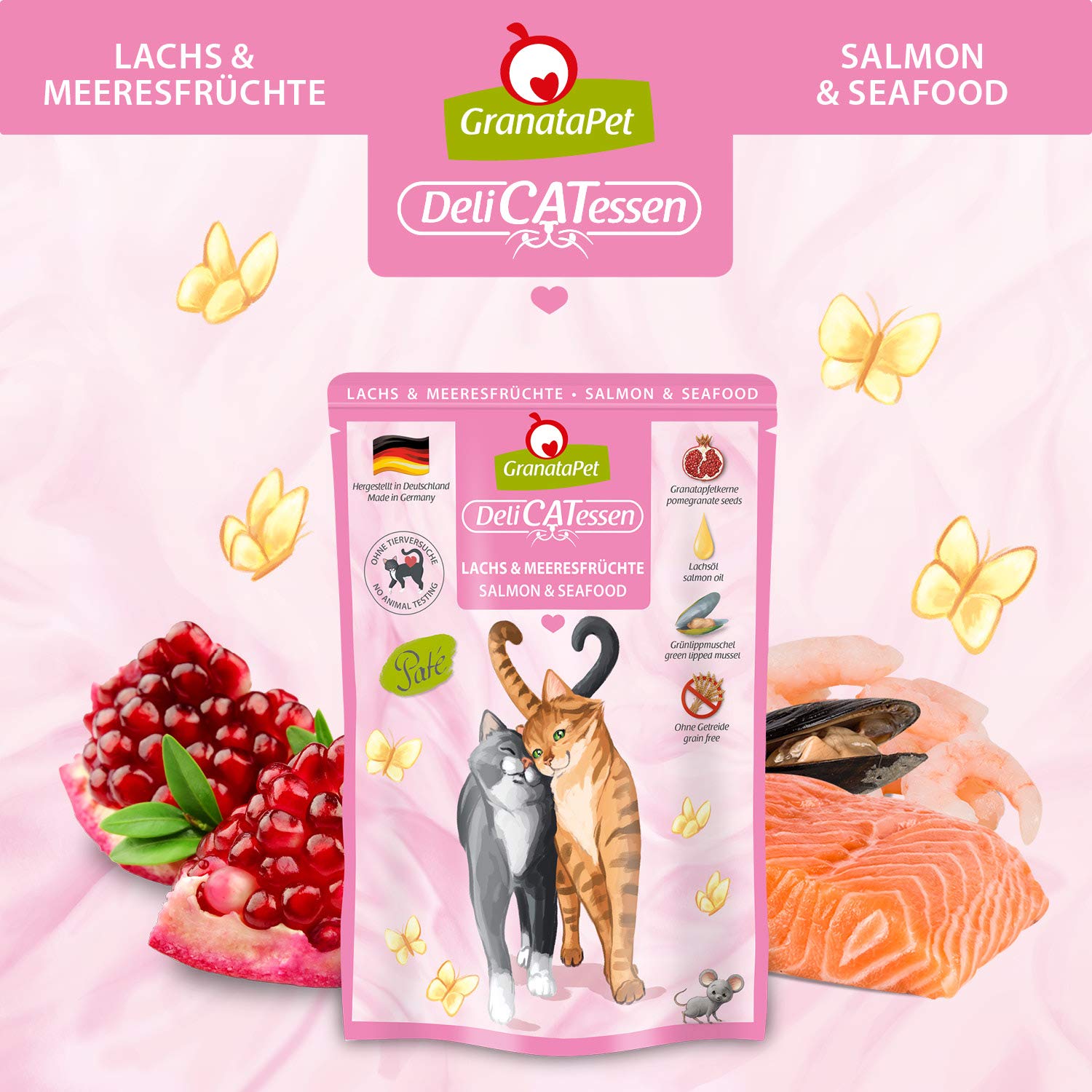 GranataPet Delicatessen Multipack 1, Nassfutter für Katzen im Probierpaket, Alleinfuttermittel ohne Getreide, Katzenfutter mit hohem Fleischanteil & hochwertigen Ölen, 6 x 85 g (Packung mit 6)