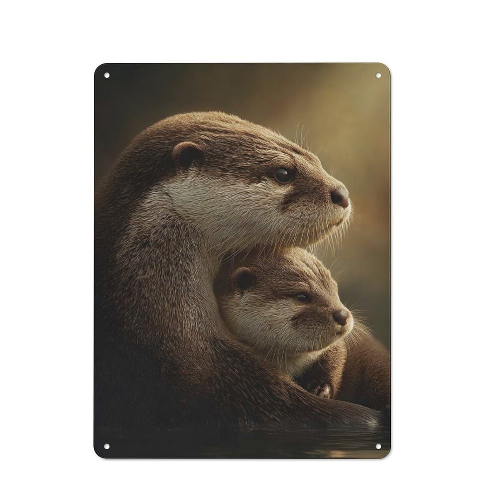 Farmhouse Otter Mother And Pup Portrait Country Metal Sign 40x30cm, Cottage Wall Art for Farmhouse Kitchen, Pantry Or Dining Area