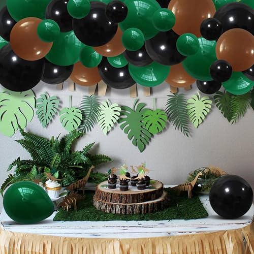 Miniatura 2 de Kit de guirnalda de globos de color verde oscuro, negro y marrón, 122 globos de camuflaje verde oscuro, fiesta de camuflaje militar para cumpleaños,
