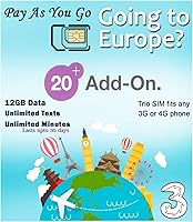Vista 1 de PrePaid Europe (Reino Unido Three) tarjeta SIM de 2 GB/5 GB/12 GB de datos+Minutos ilimitados+Textos ilimitados durante 30 días con itinerancia/uso