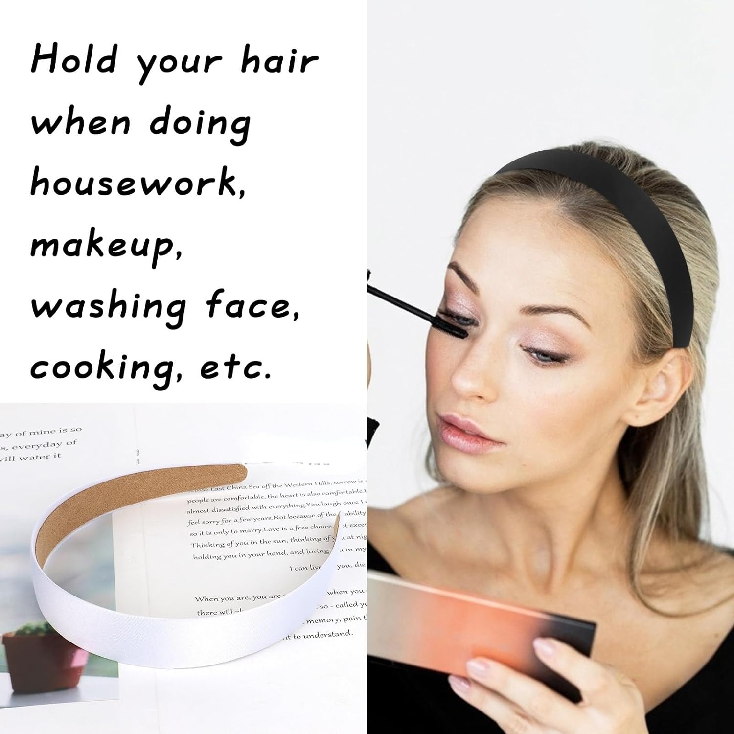 Wecoe 16pcs Headbands for Women 1 Inch Wide Satin Headband Non Slip Fashion Multi-colored Hair Bands Diy Holiday Costume Hair Accessories Women Girls Diademas Coreanas Para Mujer - Image 3