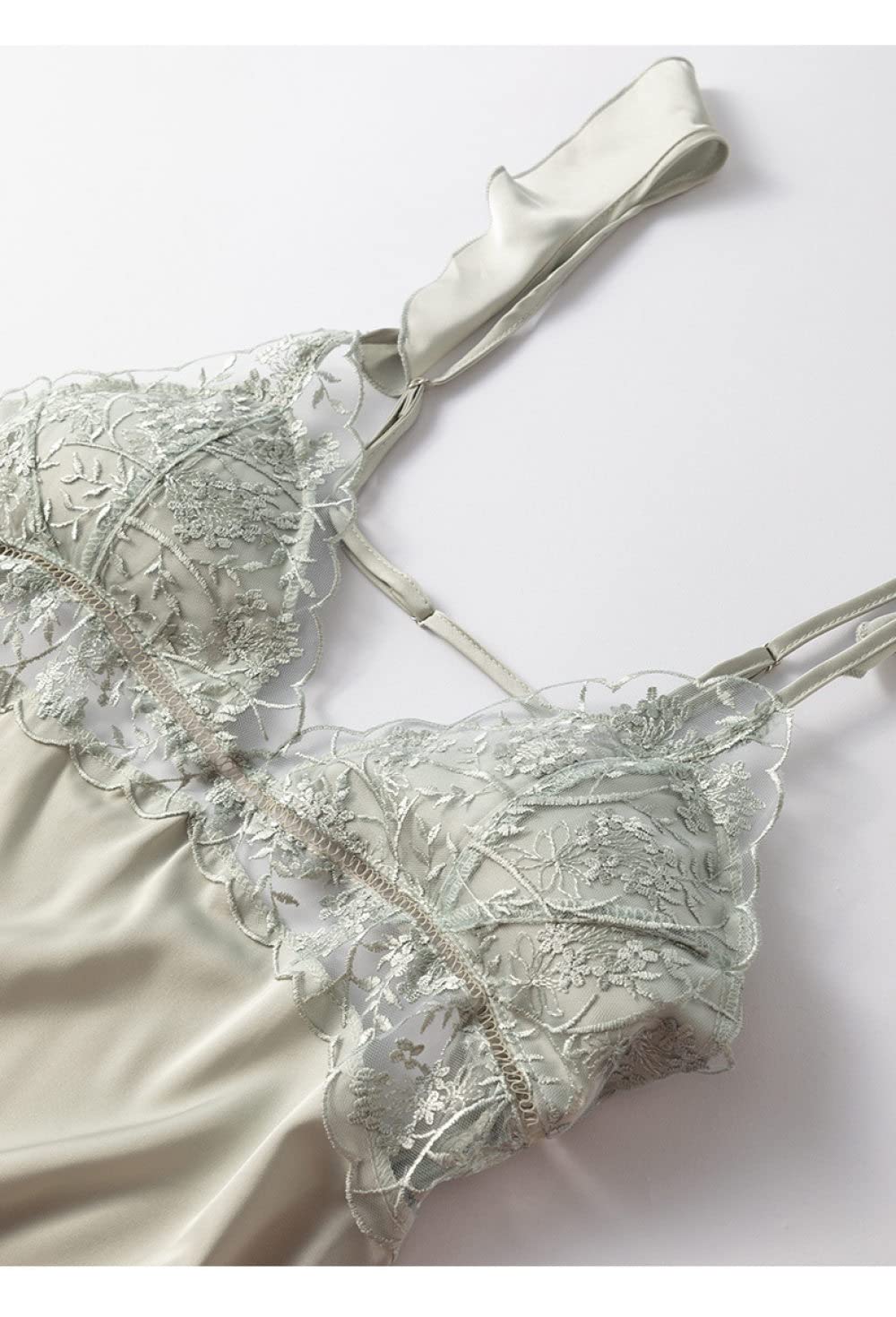 Accappatoio Donna,2 Pezzi Set Kimono In Raso Accappatoio Con Volant Sexy Pizzo A Rete Ritaglio Spacco Laterale Camicia Da Notte Senza Schienale Vestaglia Leggera Vestaglia Da Sposa Bademantel Damen,