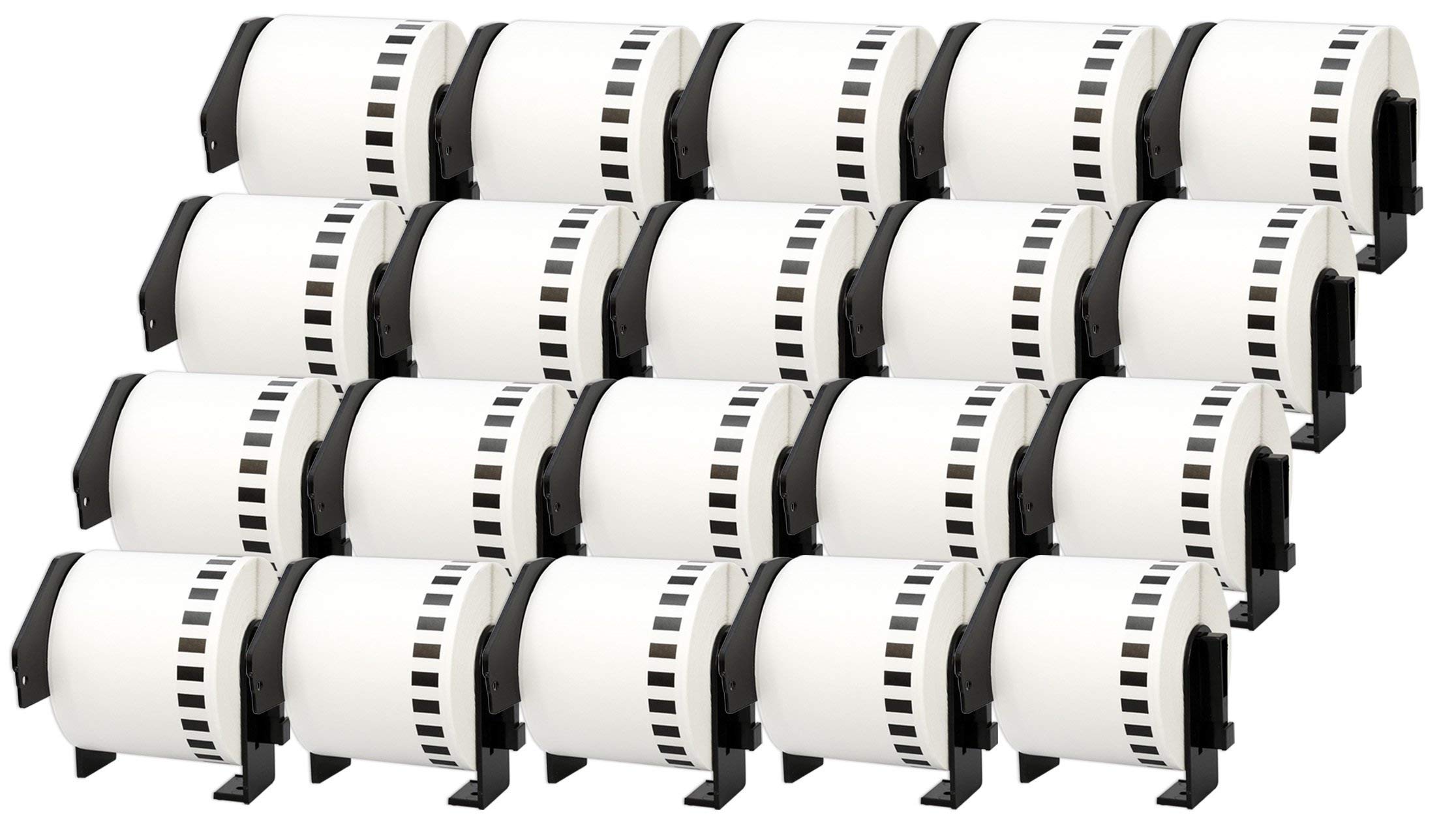 Printing Saver 20x Address Labels DK-22205 Compatible with Brother Label Printers P-Touch QL-500 550 710W 720NW 810W 820NWB 1110NWB 62mm x 30.48m