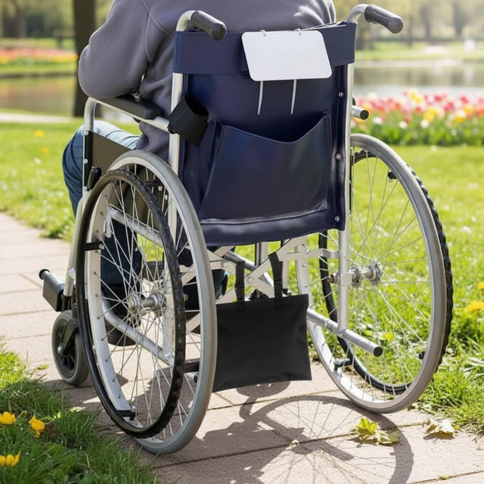 Copertura Sacca Catetere per Sedia a Rotelle Borsa Custodia Protezione Impermeabile Rivestimento Contenitore con Cinghie Regolabili in Tessuto Oxford, Nero 210D, Nero 210D