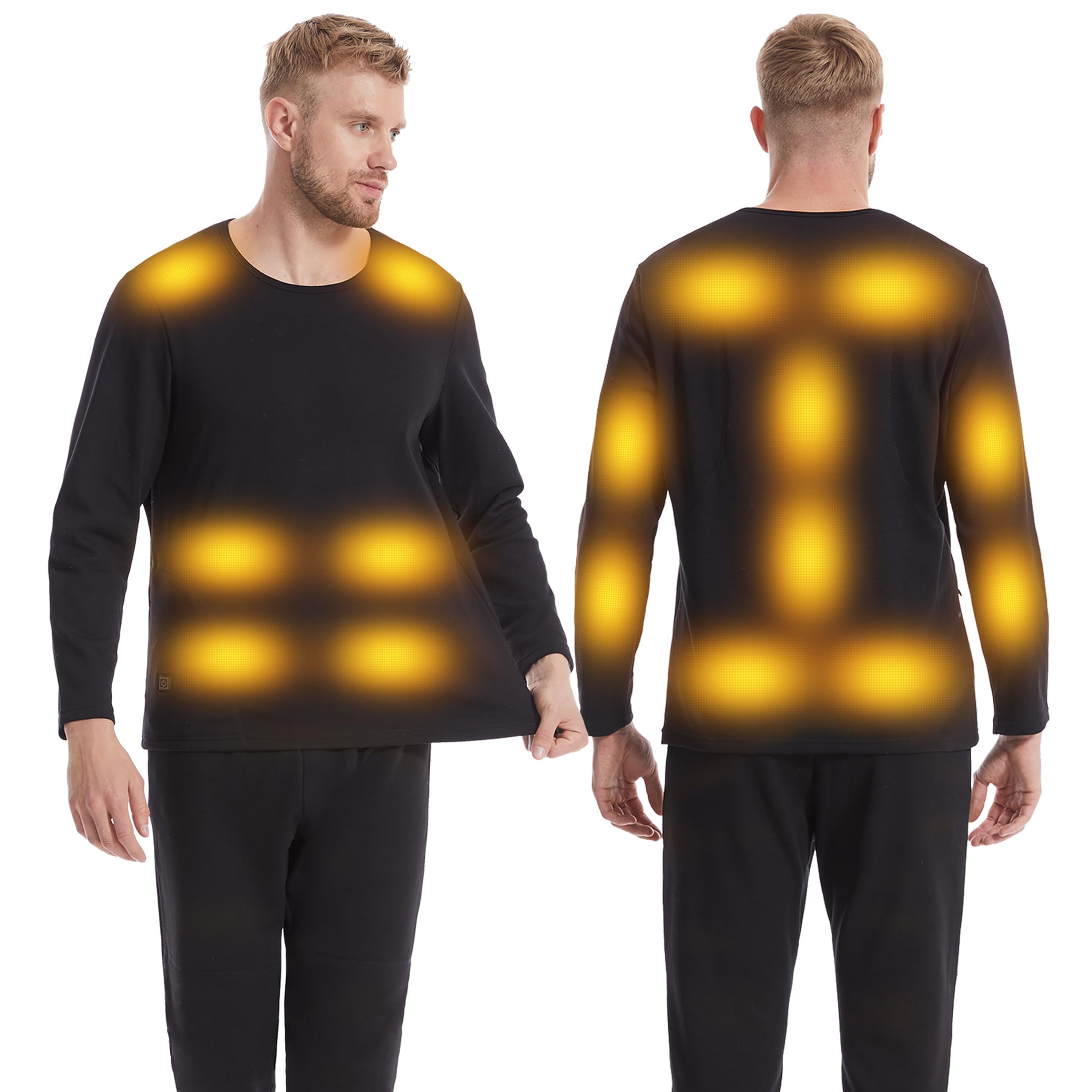 Camisetas De Ropa Interior Calefactable para Hombres, Tops Térmicos Eléctricos con 16 Zonas Calefactables para Caza, Esquí Y Moto