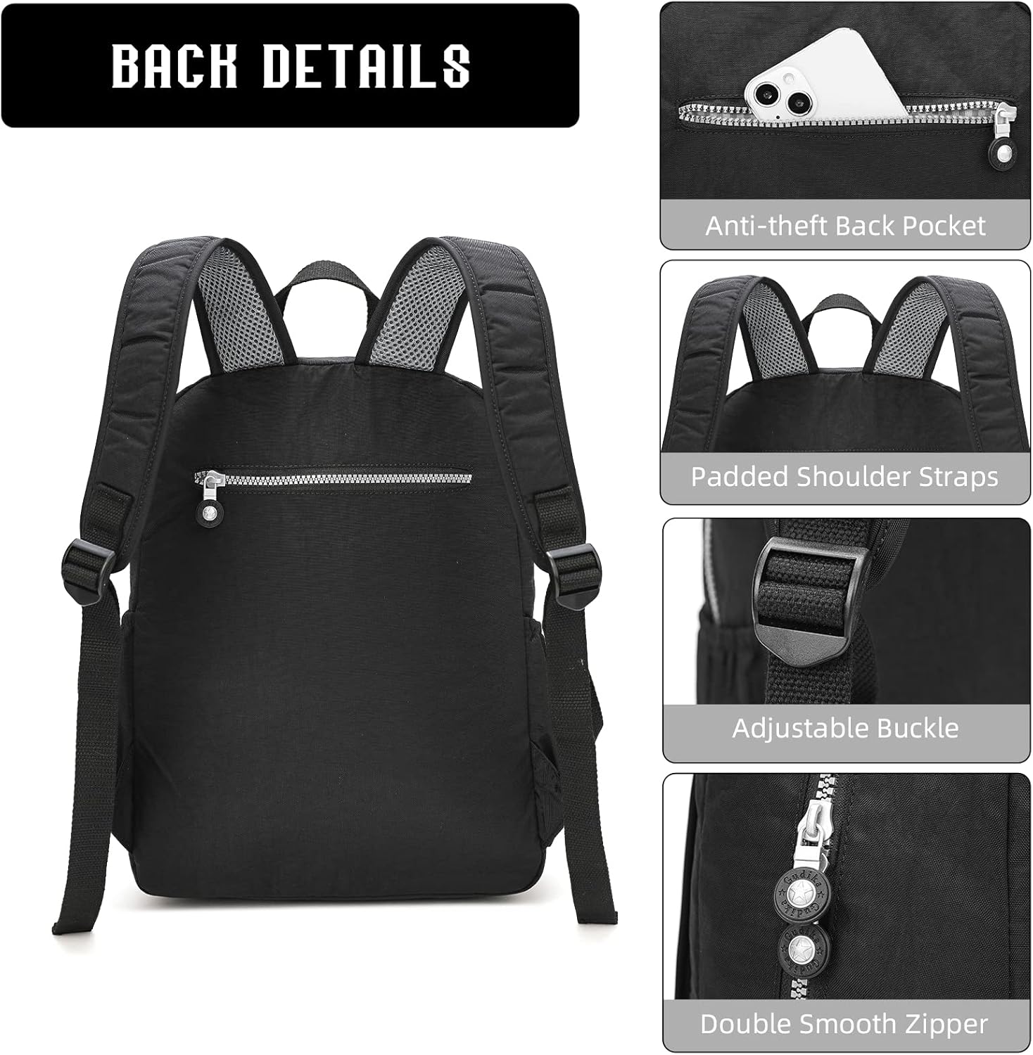 Compact Hiking Nylon Waterproof Laptop Backpack Purse for Women and Men, Small Lightweight Travel Casual Outdoor Dayback - Image 4