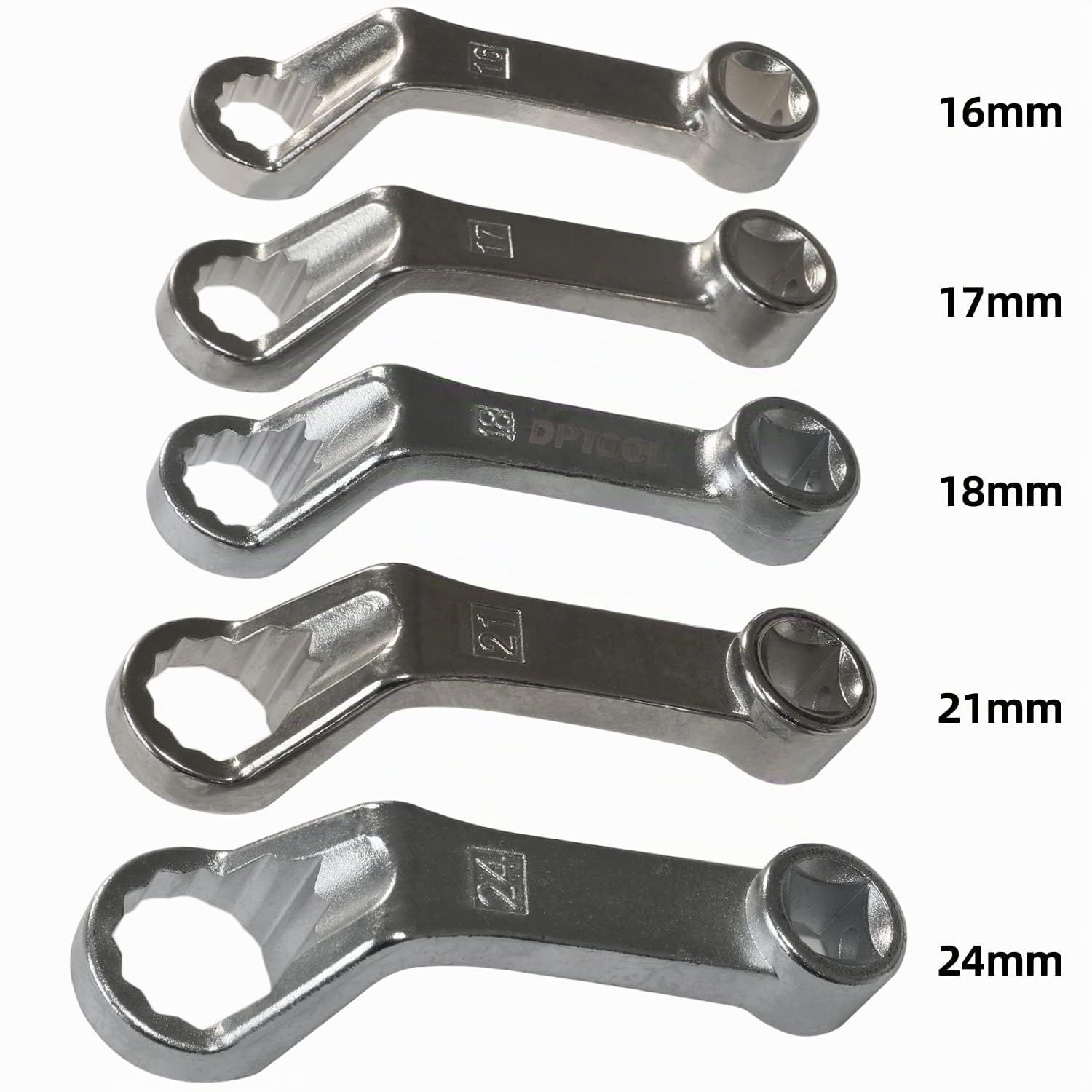 DPTOOL Llave de ajuste de inclinación de eje trasero, llave de montaje para cámara trasera de 16 mm, 17 mm, 18 mm, 21 mm, 24 mm, 5 piezas, herramienta de alineación de rueda de desplazamiento