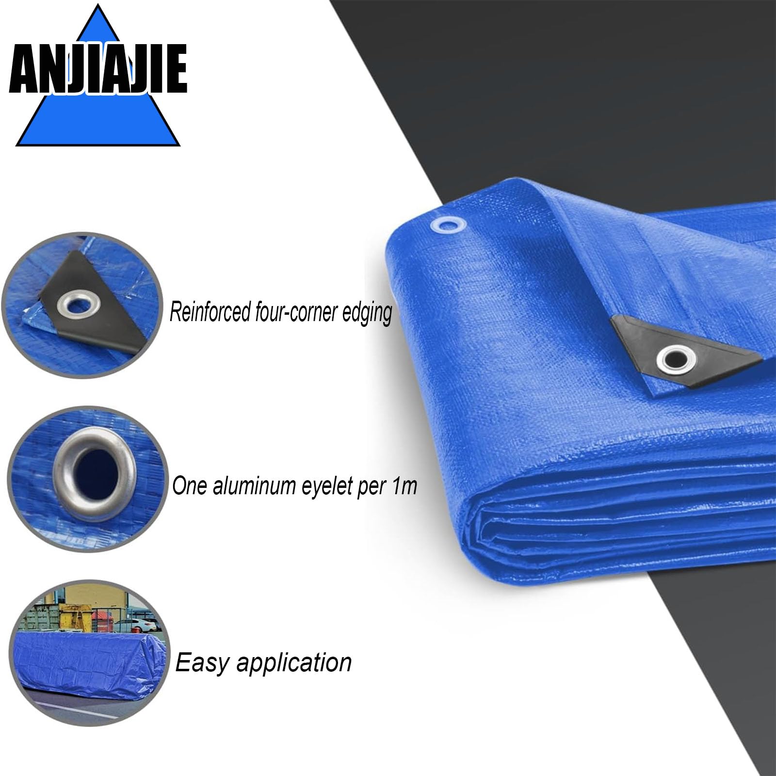 Telone per Esterni 205 x 440 cm Polietilene Rinforzato Antistrappo, Impermeabile Coperture Multiuso Copertura con Occhielli per Rimessaggi Tende Balconi Coperture, Blu
