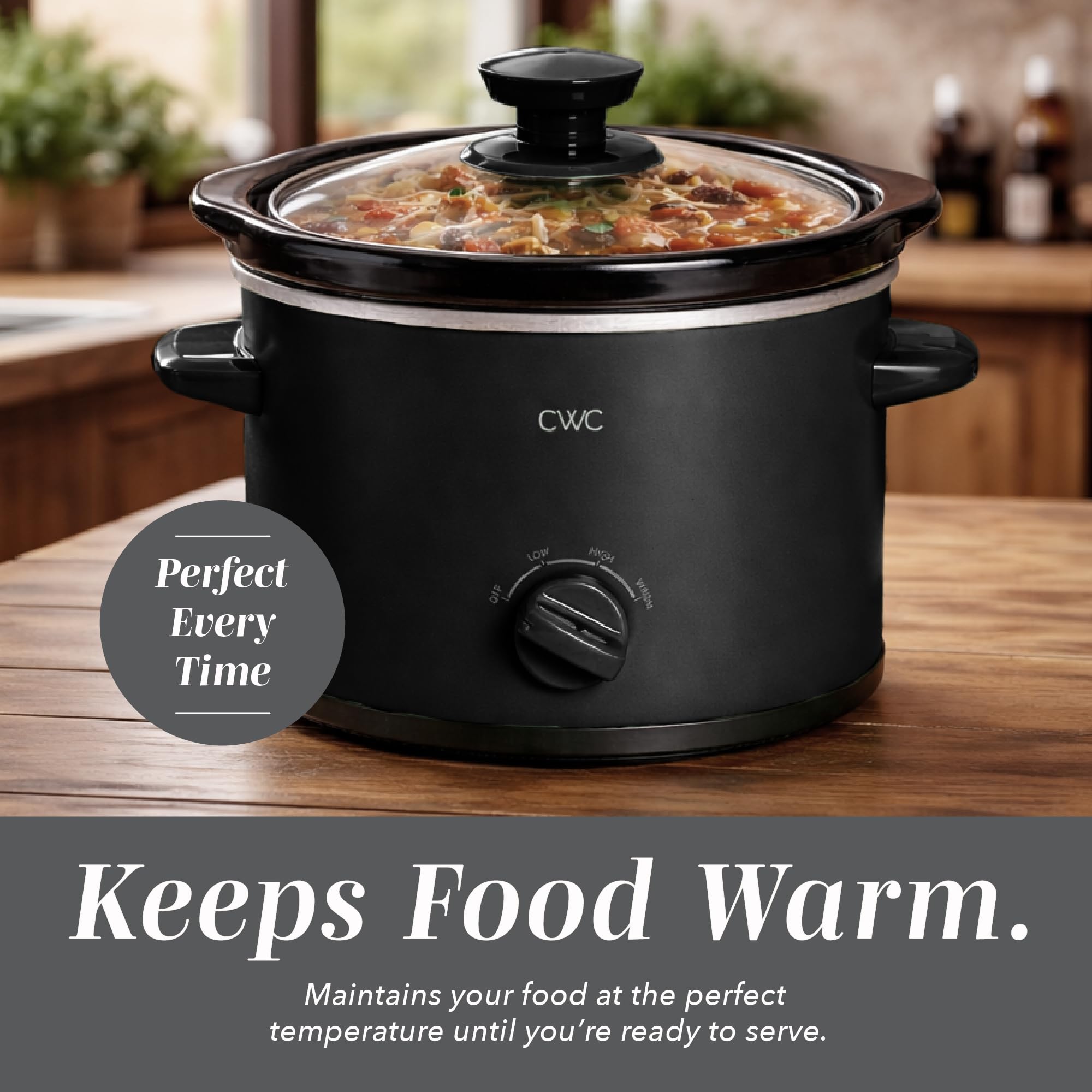 COOK WITH COLOR 2QT Mini Electric Round Slow Cooker - Adjustable