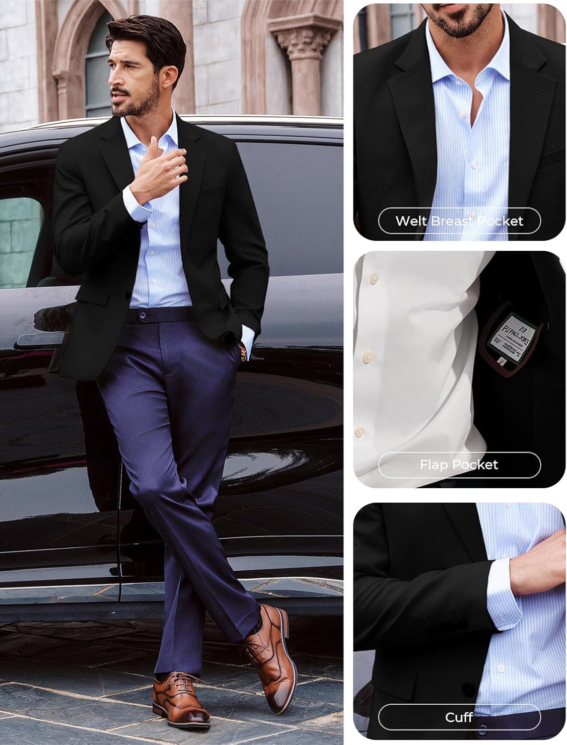 PJ PAUL JONES Mens Casual Blazer Sport Coats Two Buttons Lightweight Suit Jacket - Image 2