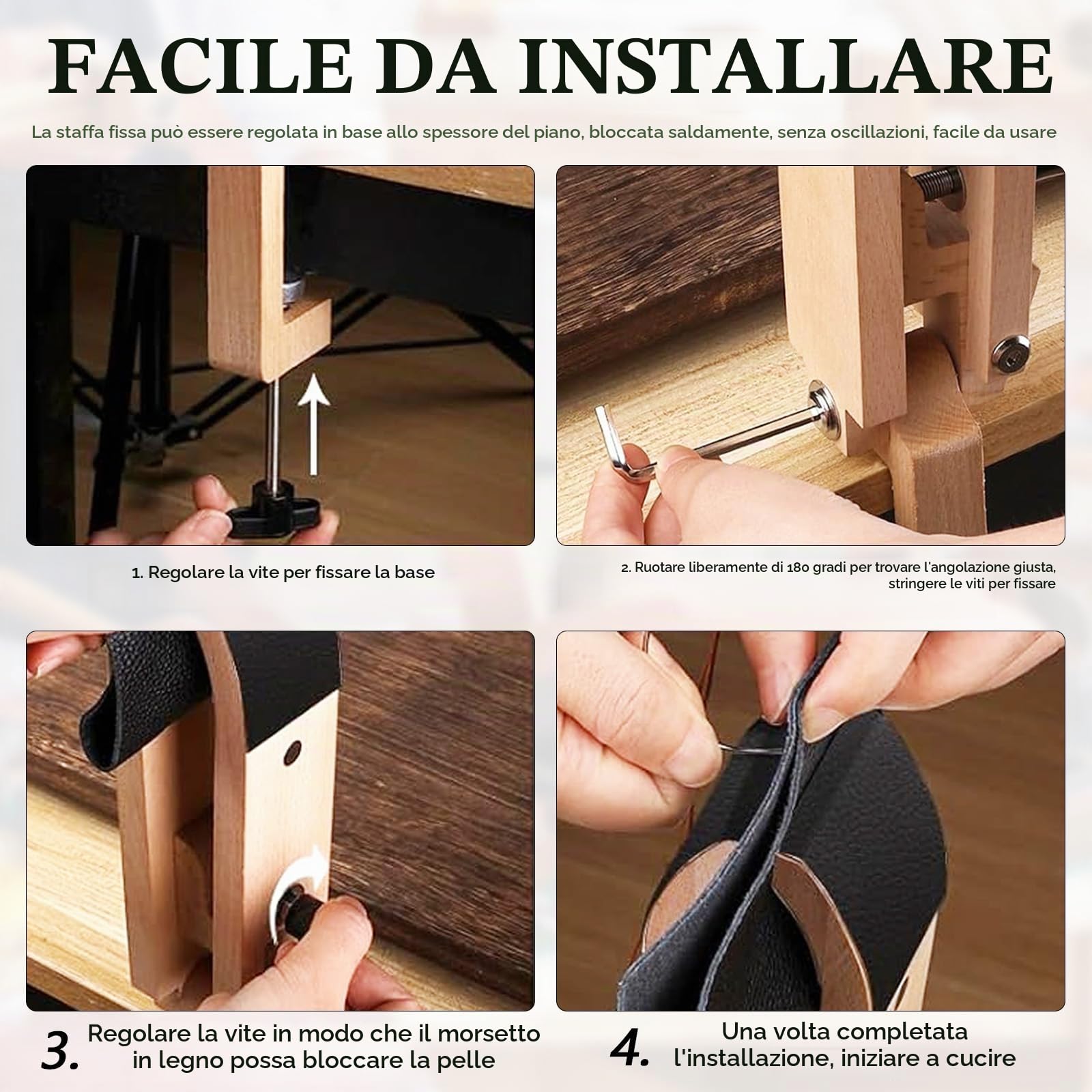 Set Di Attrezzi Per Pelle, Macchina Per Cucire In Pelle Set Per Cucitura In Pelles Clip Per Pelles Per Cucire A Mano Strumento Per Cucitura In Con Clip Di Fissaggio Per Cucito A Mano FaiDaTe