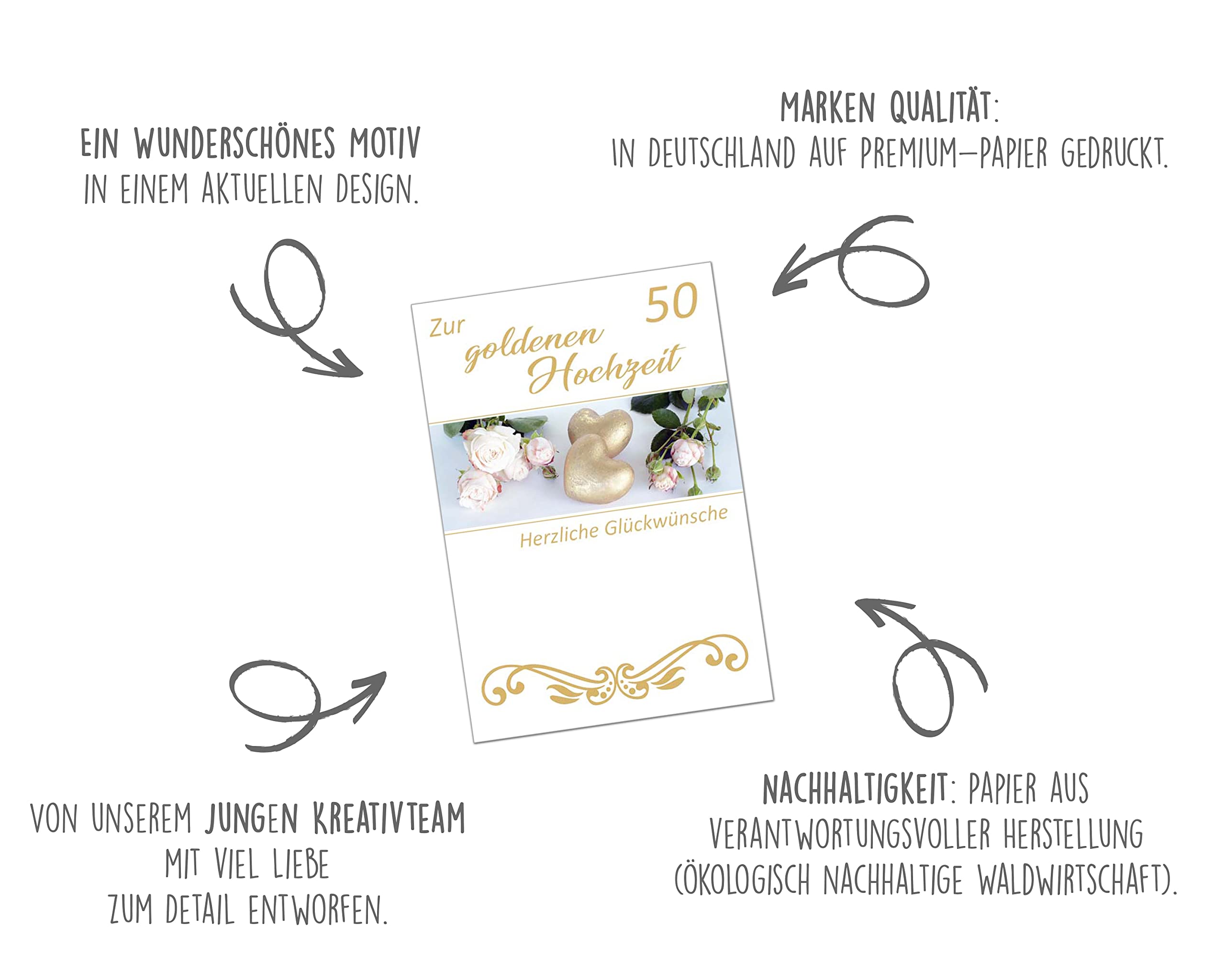Edition Seidel Biglietto Auguri Matrimonio Con Fogli In Oro E Busta – Elegante E Di Design, Formato 11,5x17 Cm - 6
