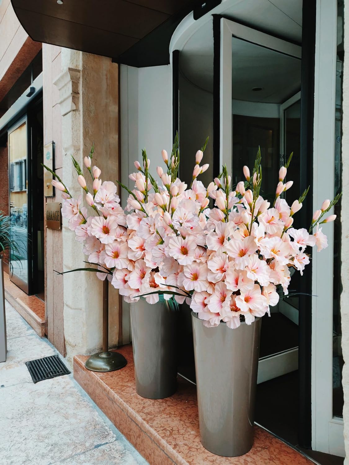 Pack of 10 - Artificial Gladiolus Silk Orchids Flower Stems Fake Dendrobium Flowers Daffodils for Home Garden Party Wedding Decoration (Pink)