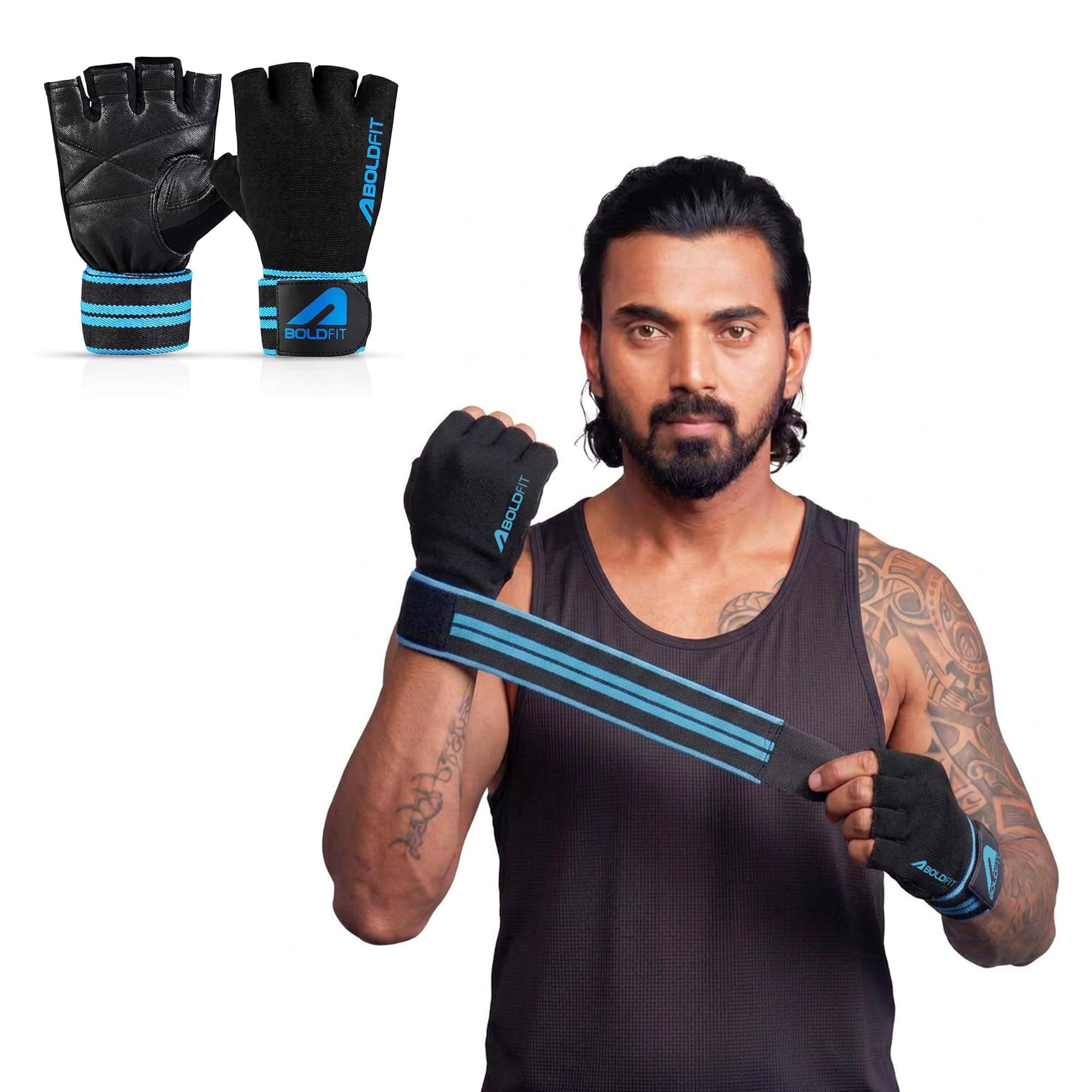 Boldfit Gym Gloves for Men Workout Unisex Hand Gloves for Gym for Men & Women with Wrist Support for Weightlifting, Workout Comfortable Fit Bike Riding, Cycling Handgloves - Irongrip Black-image-15