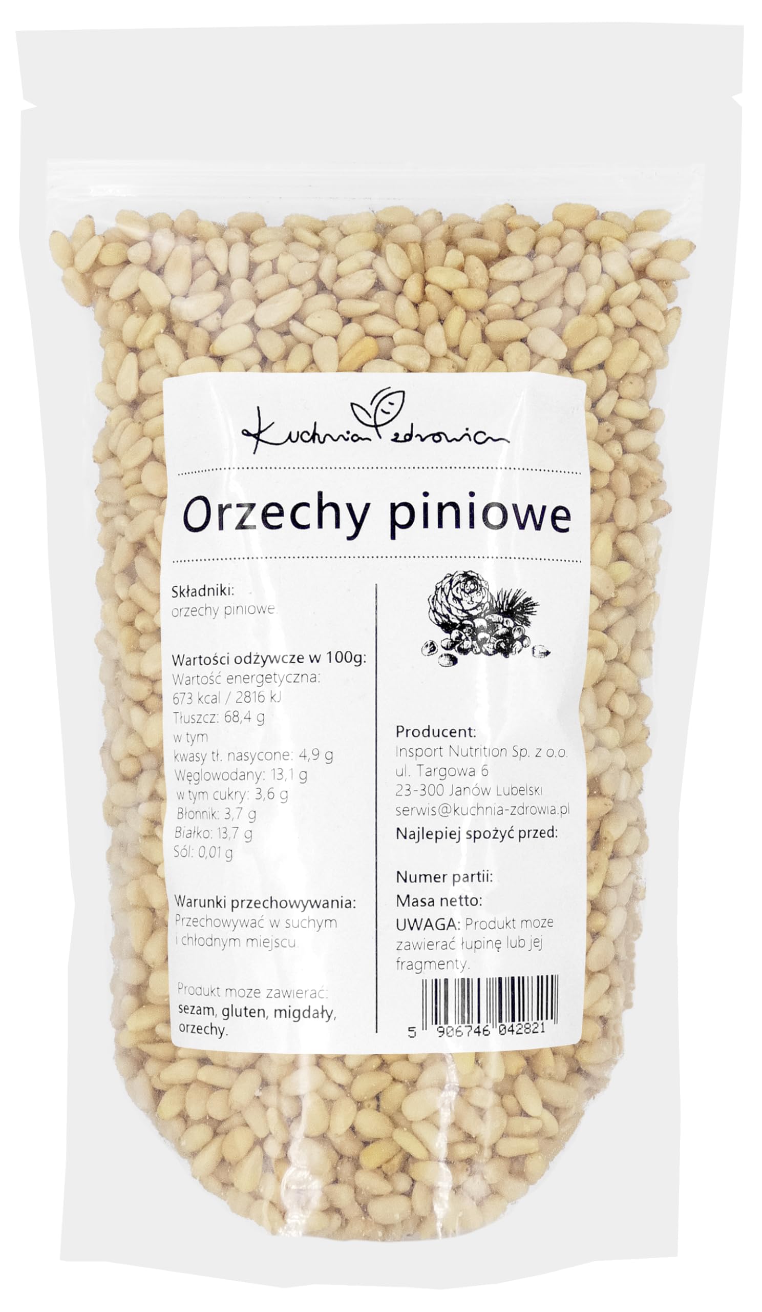 Pinoli Naturali Chiari 500g | Noci Pine Nut Ricchi di Proteine e Grassi Sani, Snack Nutriente e Versatile – KUCHNIA ZDROWIA