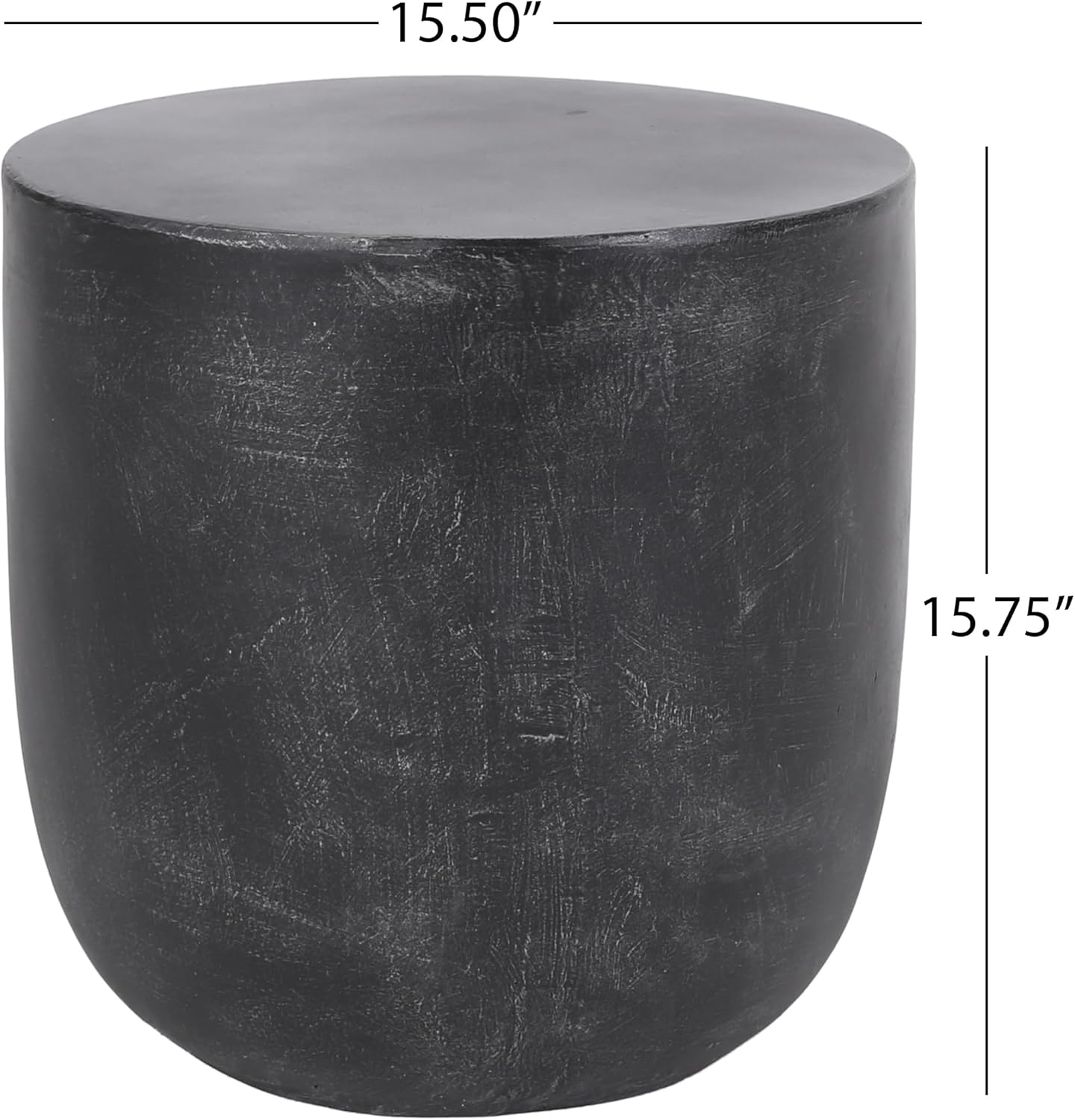 16" Lightweight Concrete Outdoor Farmhouse Coffee Table, Elegant Farmhouse Coffee Tables with Barrel Structure, Stylish Refined Tea Table for Patio Garden, Matte Black
