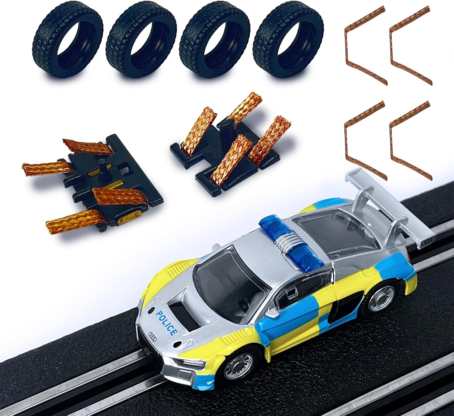 AGM MASTECH Audi R8 Police Car 1:64 HO Slot Car Racing Vehicle