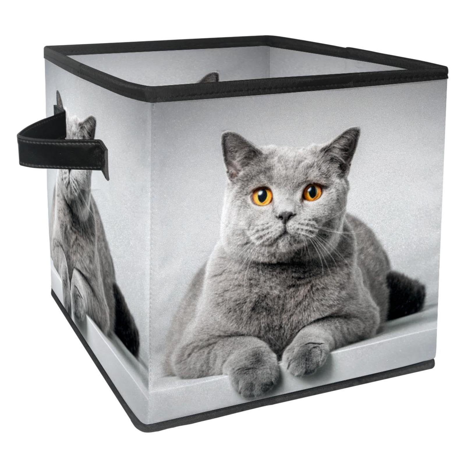 Panier de rangement en tissu motif chat pour organiser la chambre d'enfant et le placard