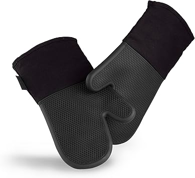 HexClad Silicone Oven Mitt Set, 2-Pack, Heat Resistant to 500oF, Black