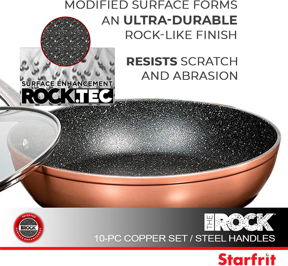 Top Rated Starfrit The Rock 10-Pc. Copper Set w/SS Handles 030910-001-STAR Exclusive Discount 80% Offer Starfrit The Rock 10-Pc. Copper Set w/SS Handles 030910-001-STAR