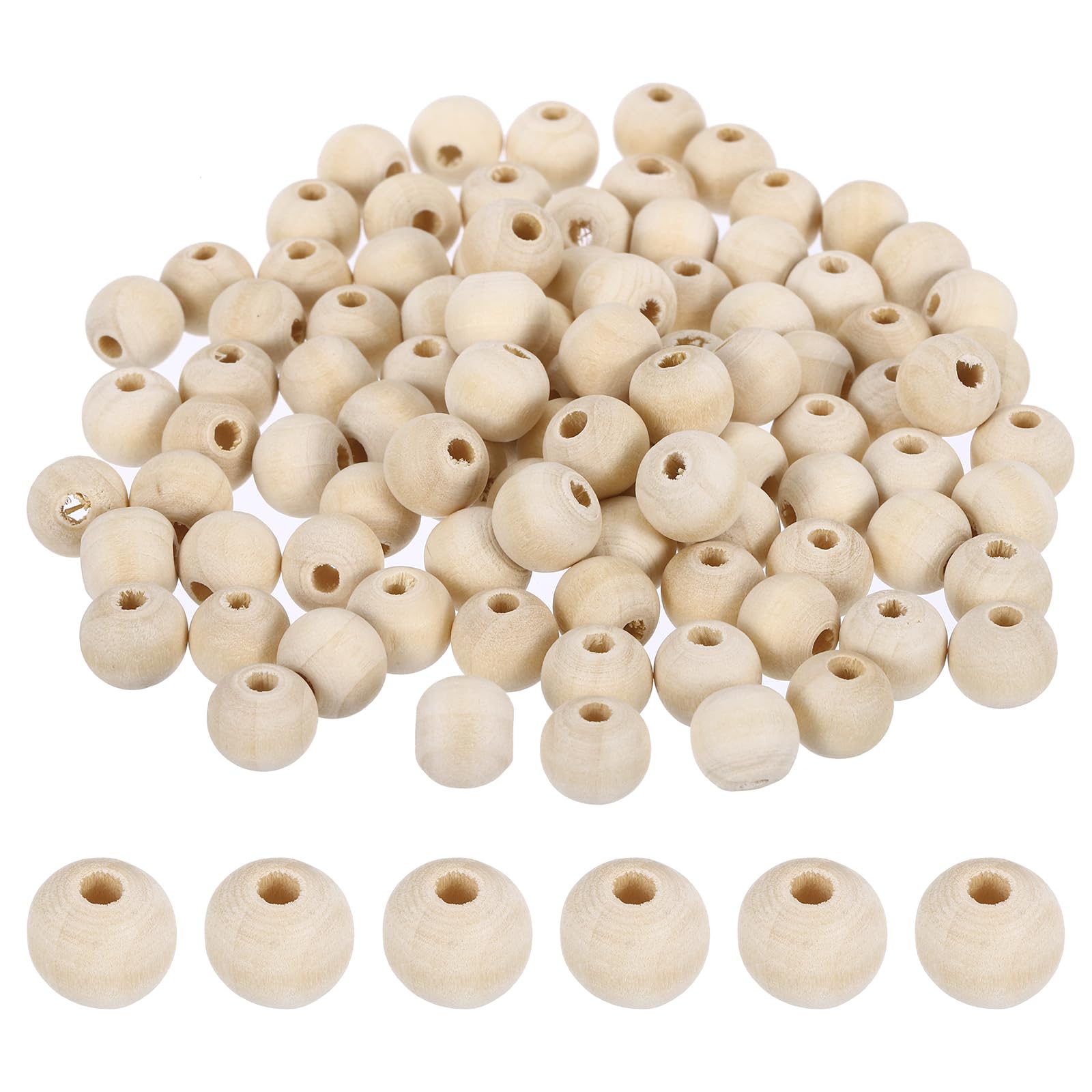 sourcing map 200Pcs 10mm Wood Beads, Unfinished Wooden Natural Beads Round Wood Spacer Beads for Bracelets Hair Jewelry Making DIY Crafts Garland Macrame Home Decor