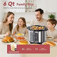Vista 3 de Electric Pressure Cooker 6 Qt, 9 Functions Programmable Instant Pot with IMD Touchscreen, Rice Cook, Slow Cook, Steam, Sauté, Warm, 16+ Safety