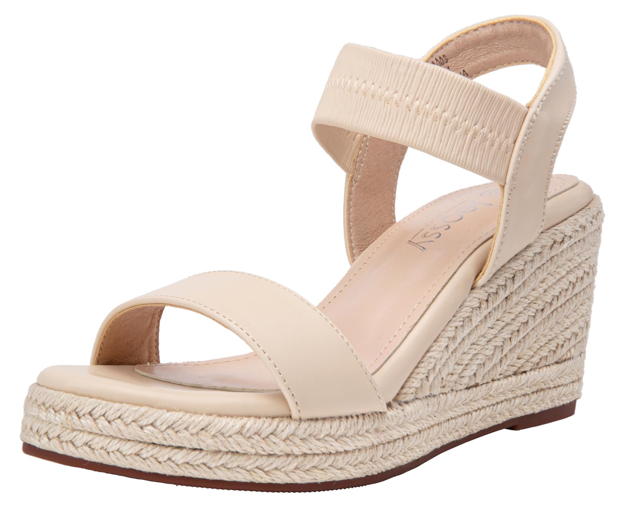 Jeossy Women's Espadrille Wedge Platform Sandals with Ankle Strap | 3.5 inch wedge heel,elastic strap,open toe,espadrilles braided,arch support,non slip,casual dressy,summer beach