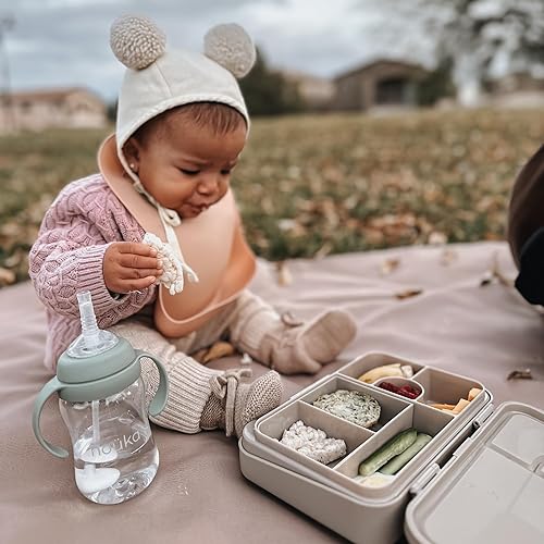 Miniatura 7 de Nouka Tritan - Vaso de plástico de transición con popote pesado, a prueba de fugas y fácil agarre, asas extraíbles, arena suave