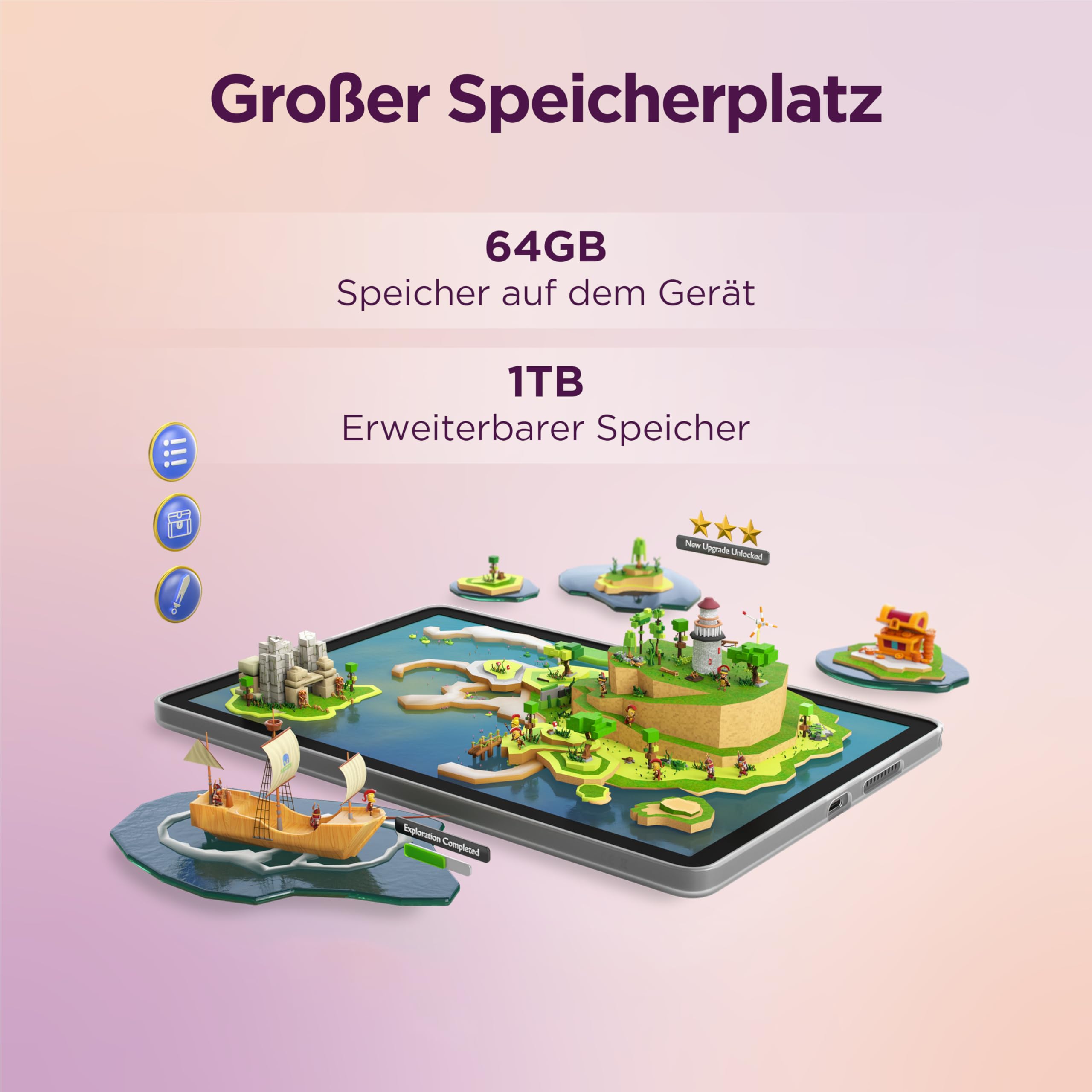 Lenovo Tab Tablet | 10.1" Full HD Display | MediaTek G85 | 4GB RAM | 64GB eMMC 5.1 Speicher | Android | Polar Blue | inkl. Schutzhülle mit integriertem Ständer