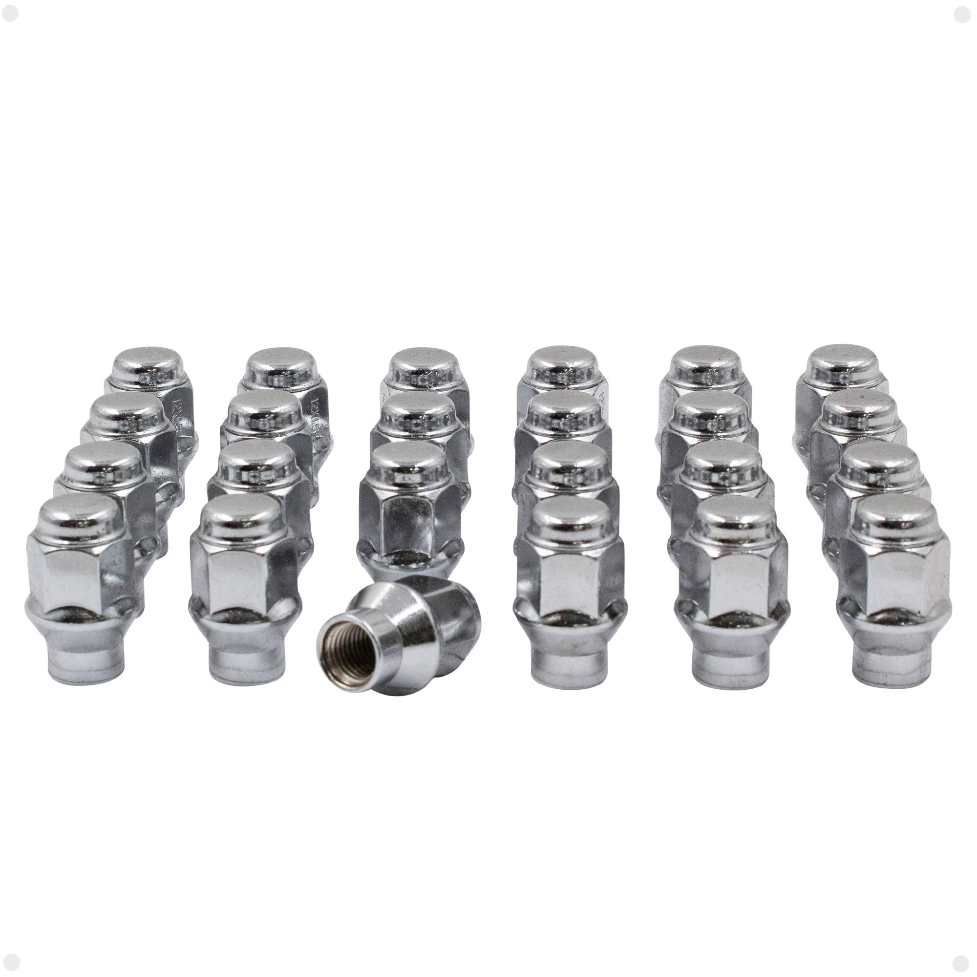 Wheel Accessories Parts 24 Pcs M12 1.50 Thread ET Bulge Acorn (Extra Thread) 1.42" Long Lug Nuts Chrome 3/4" 19mm Hex Fits 2004-12 Chevy Colorado GMC Canyon | Toyota Tacoma 4Runner