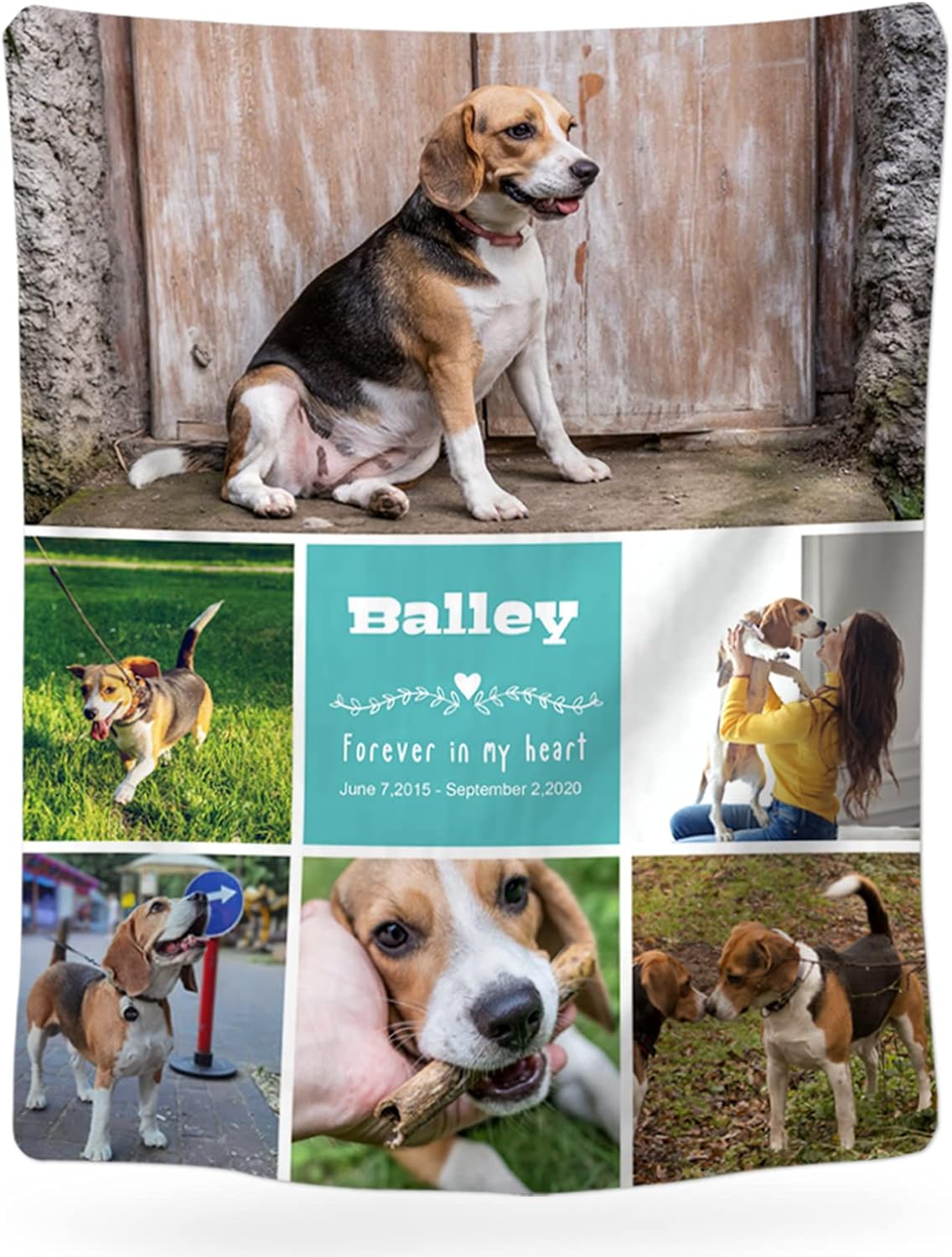 Custom Dog Memorial Blanket with Picture - Personalized Sympathy Gift for Loss of Dog, Pet Passed Away Remembrance Keepsake, Soft Fleece Bed Throw 60x80 Inches