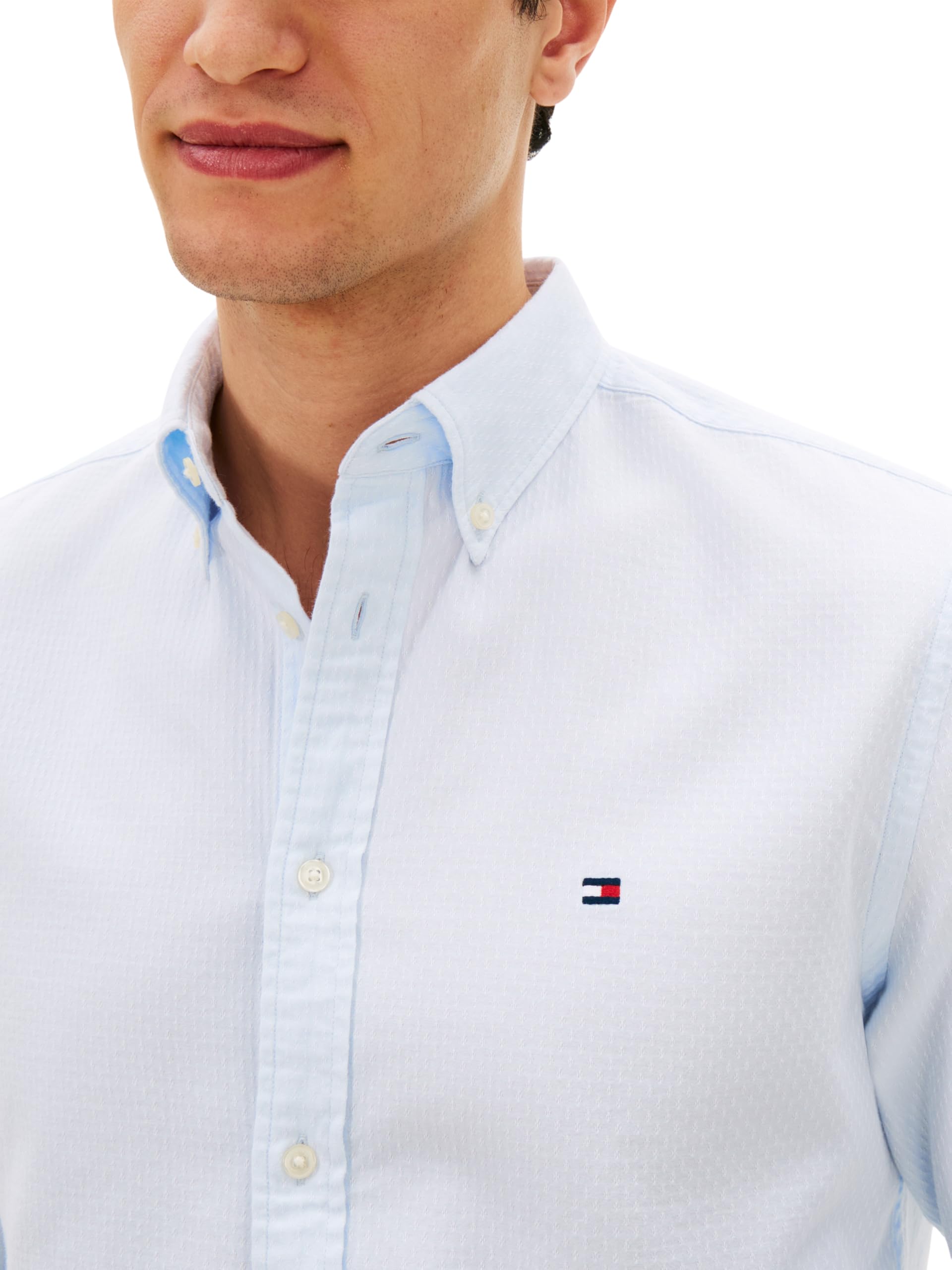 Tommy Hilfiger Flex Dobby SF Shirt Mw0mw29970 Camicia L/S Uomo (Pacco da 1)
