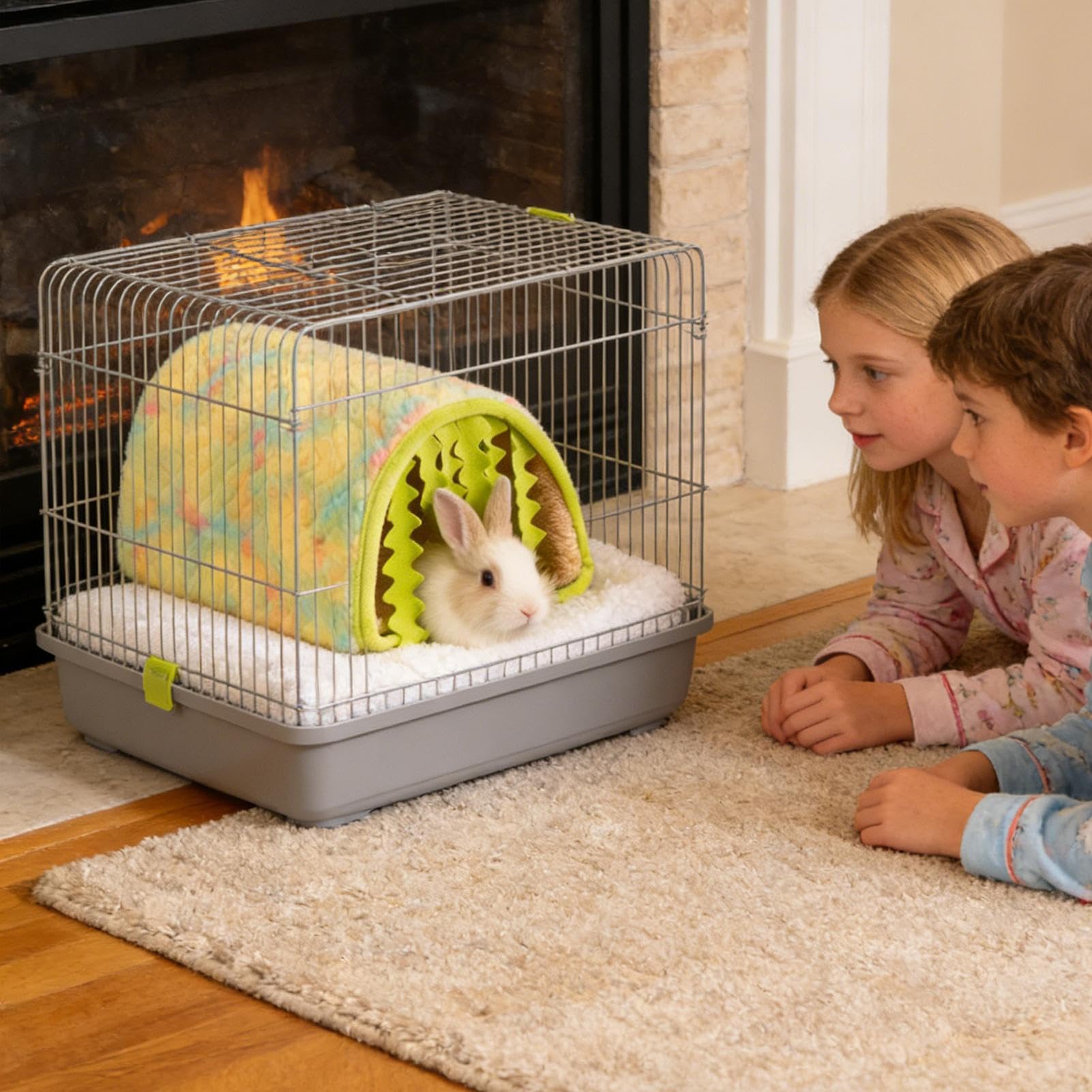 Cama para Hámster Cama En Forma De Casa De Peluche para Animales Pequeños | De Invierno Para Mascotas Pequeñas para Conejillo de Indias Enano, Hurón, Jerbo, Hámster, Erizo, Chinchilla y Conejo