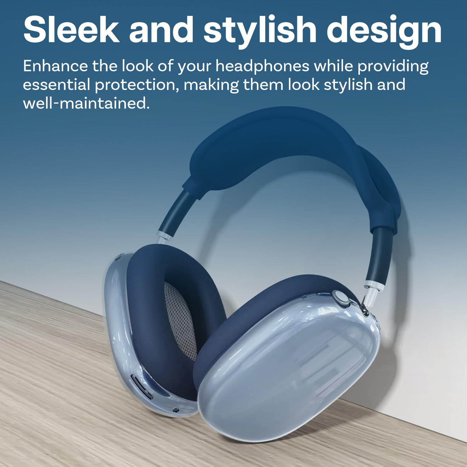 Silikonowe Etui do AirPods Max Słuchawki przez MMOBIEL - Przezroczyste, Miękkie Nauszniki z TPU, Silikonowe Etui na Słuchawki, Osłona z Opaską Głow - Ochraniacz Zapobiegający Zarysowaniom – Niebieski