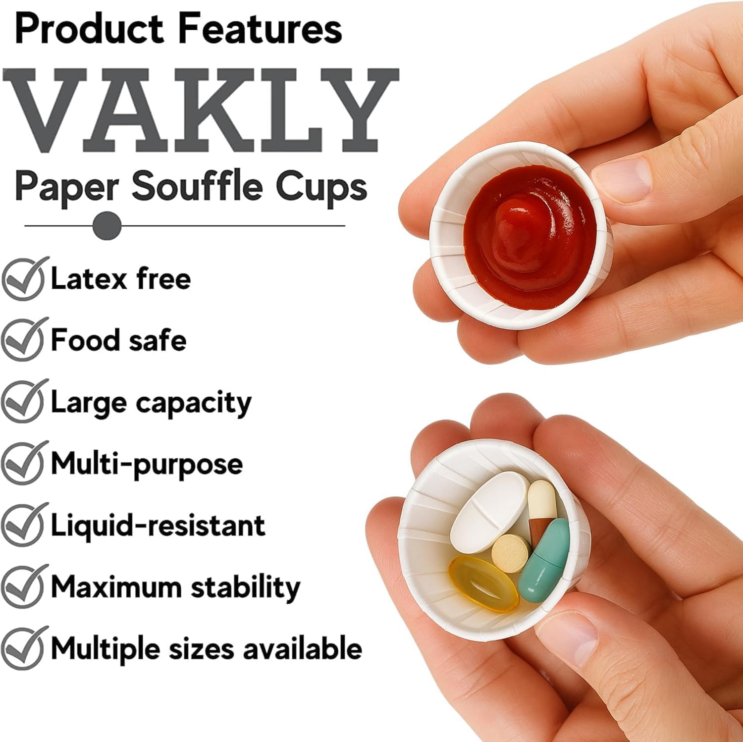 Disposable Paper Souffle Medicine Cups 3/4 oz [Pack of 2500] – (0.75 Ounce) Small Cups for Medication Distribution, Pills, Tasting, Condiments, Food and Dessert Serving