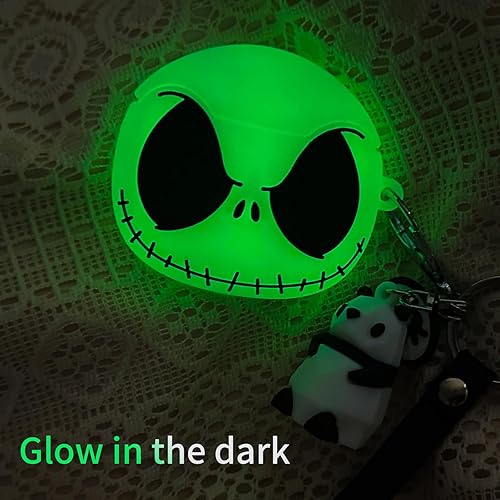 Miniatura 3 de Funda compatible con Airpods con llavero, calavera luminosa de Halloween para Airpods 2ª y 1ª, funda de silicona suave y divertida de anime para