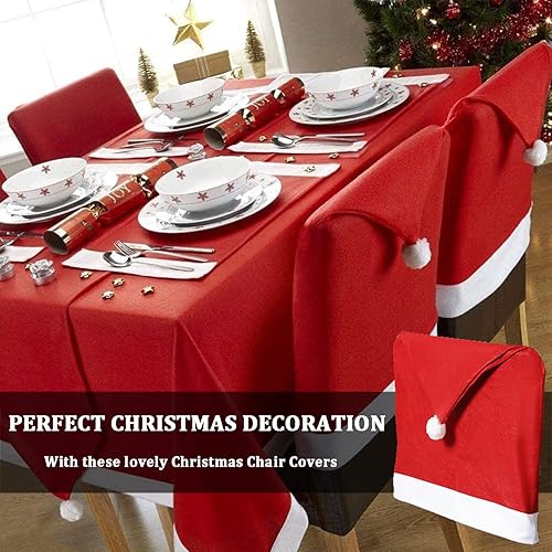 Miniatura 5 de 4 fundas para sillas de comedor diseño de sombrero rojo fundas para sillas de comedor sombrero de Papá Noel cubierta trasera de silla de cocina no