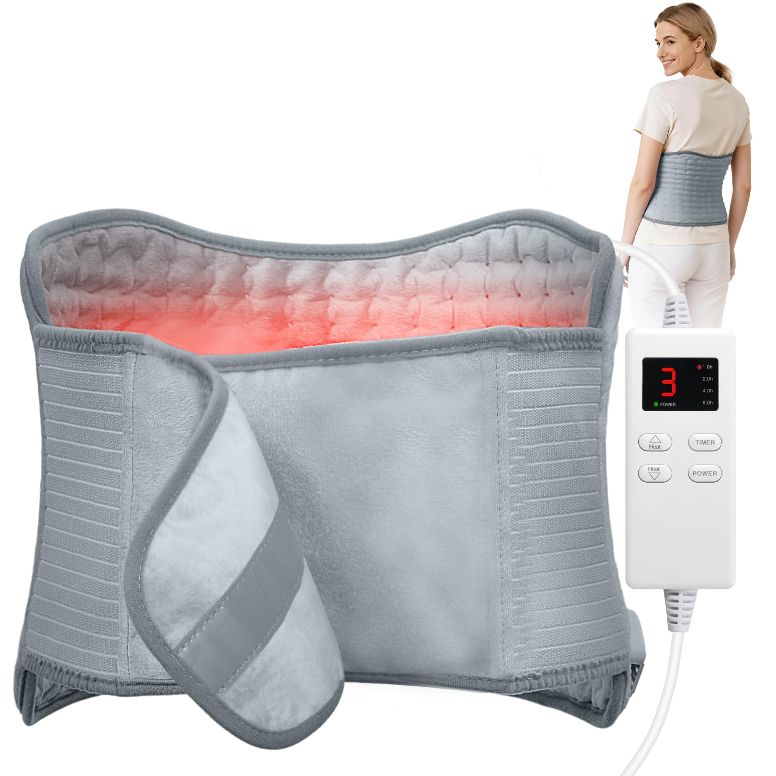 Heating Pad for Period Cramps Electric Heat Pad with 6 Heat Levels and 4 Times Settings Moist Heating