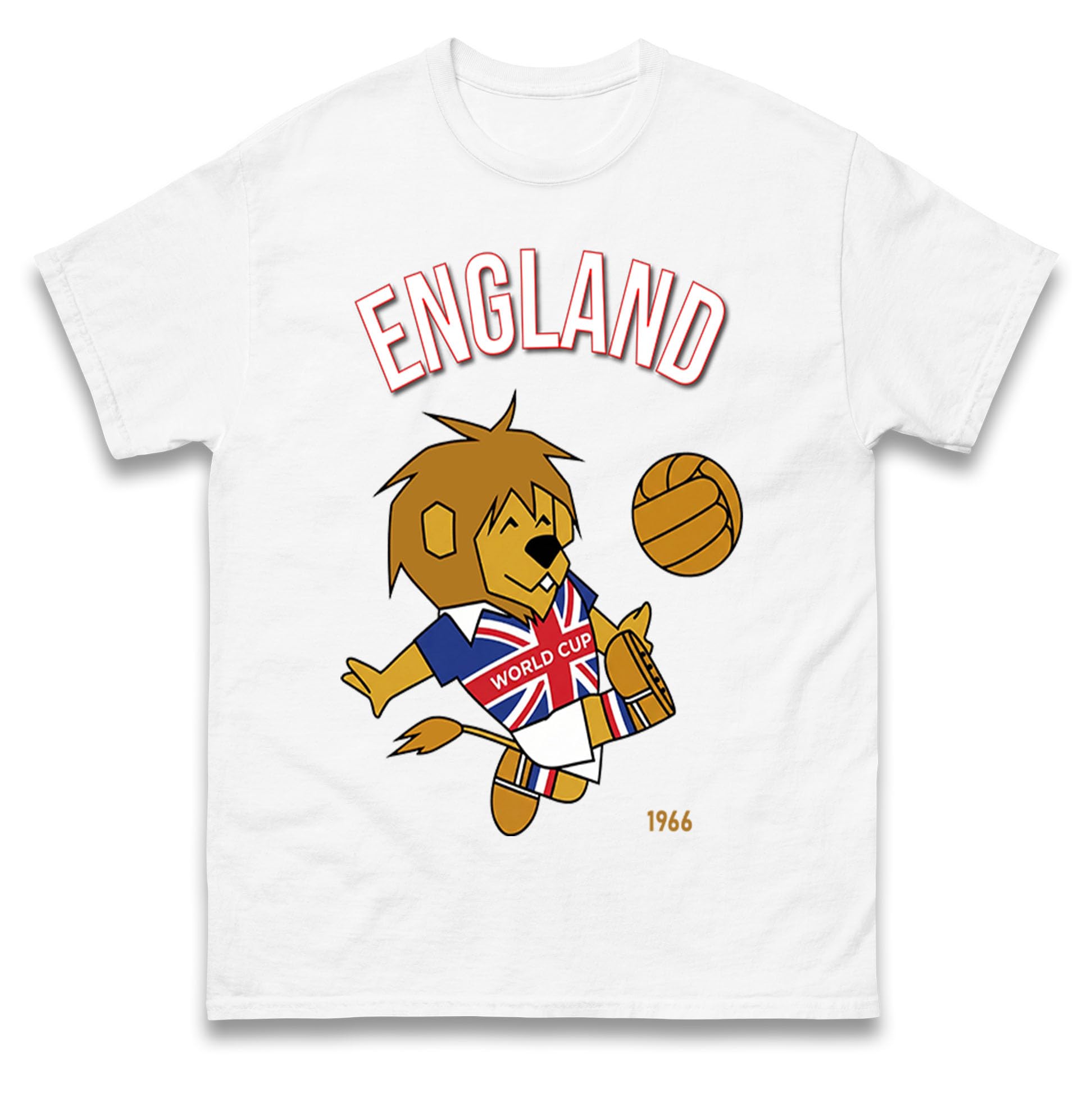 World Cup Willie England 1966 T Shirt, England World Cup Winners 1966 Tee Shirt, Retro Football Tshirt White