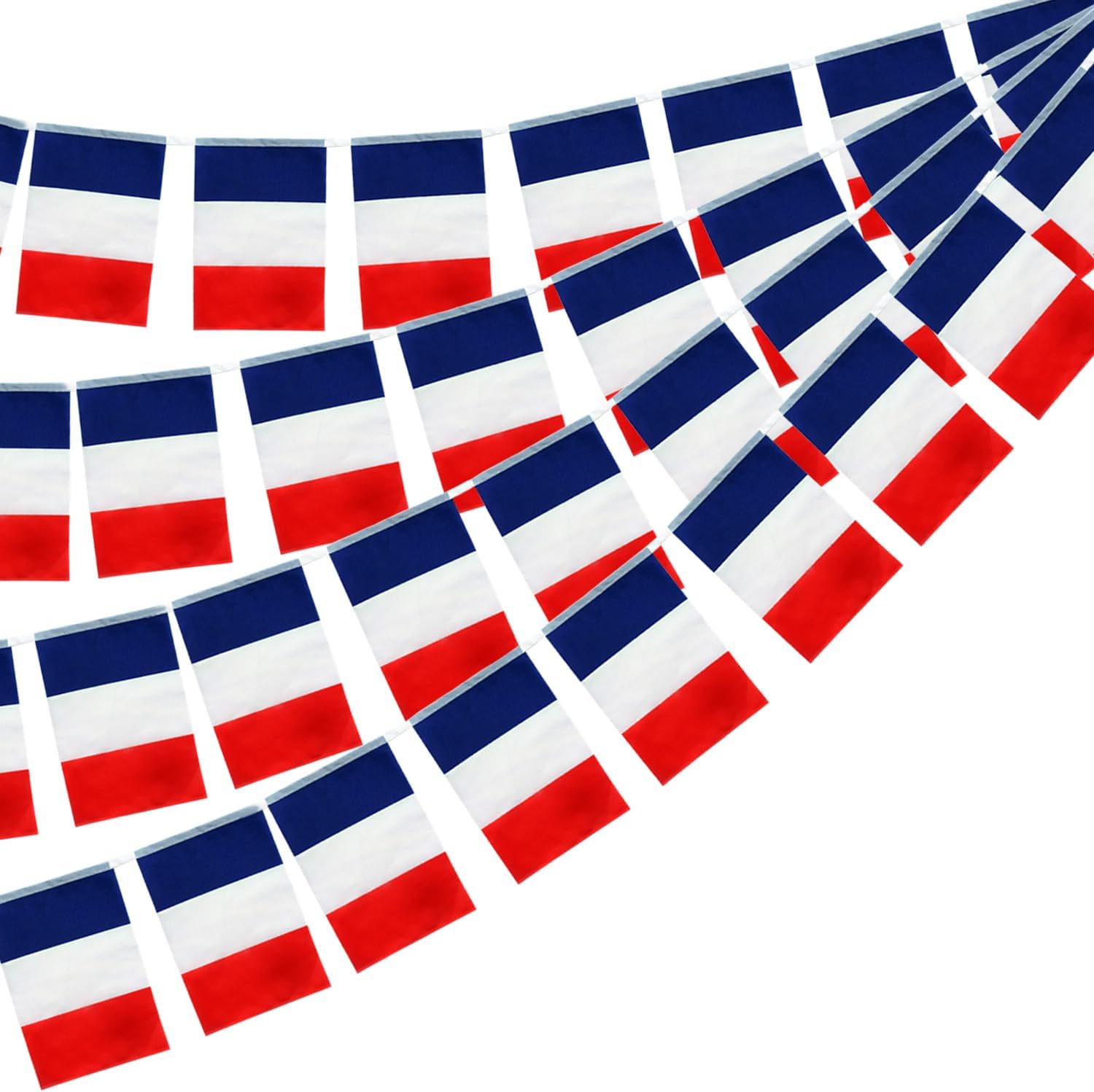 11M Flag Chain Garland with 40 France Flags 14 x 21 cm Flags Bunting for Garden Bar Decorations