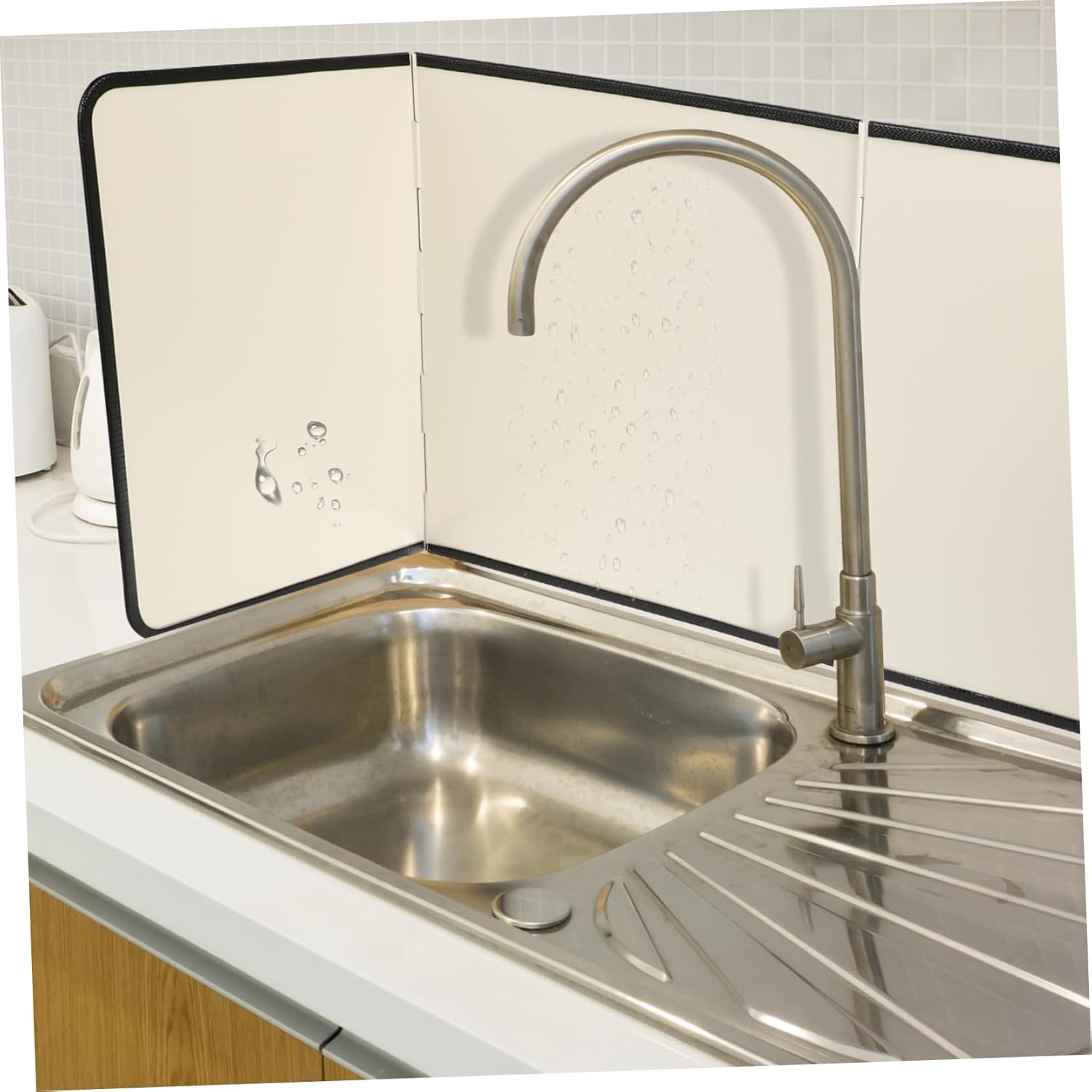 VOSAREA 1set Folding Stove Splatter Guard Galvanized for Cooking Space-saving Insulation Board Dual Functionality Splash Protector for Stovetop and Sink