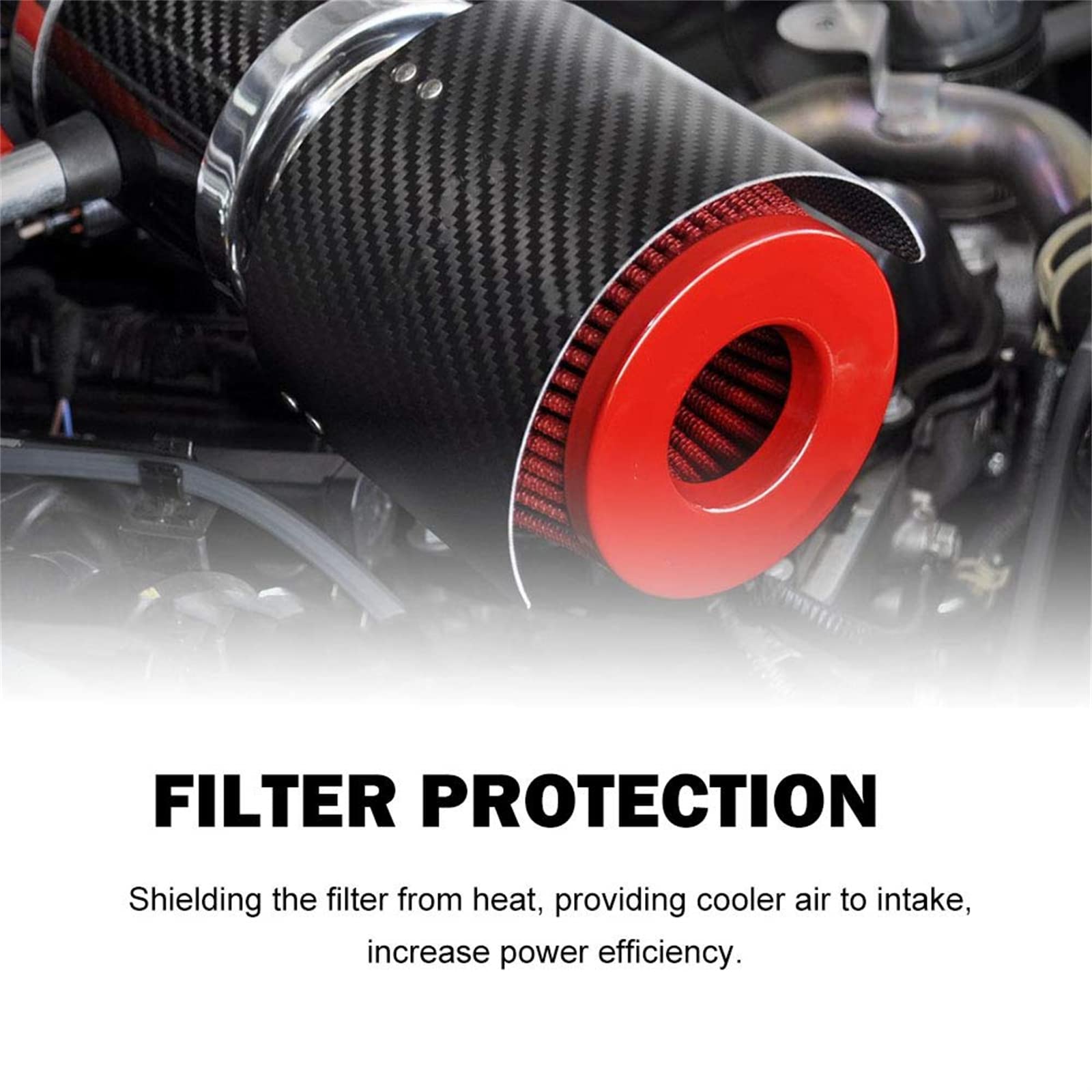 RULLINE Universal Air Intake Filter Cover Heat Shield Stainless Steel  Carbon Fiber Cover Compatible with 2.5-3.5 Cone Filter, Air Filters -  Amazon Canada