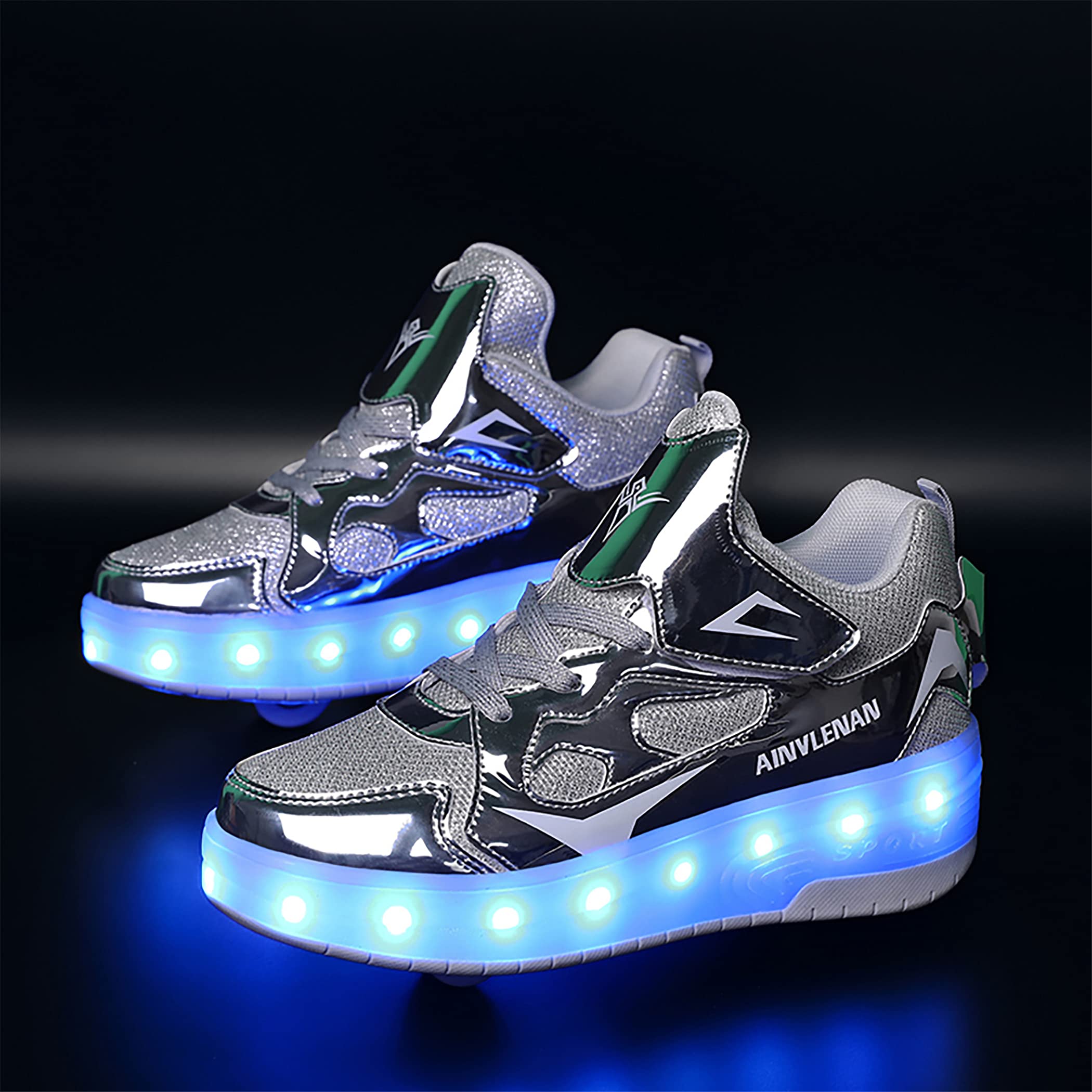Scarpe con Rotelle LED Luce per Ragazzi e Ragazze, Scarpe con Automatiche Rotelle Retrattile, Outdoor Multisport Ginnastica Running Sneaker per Bambino