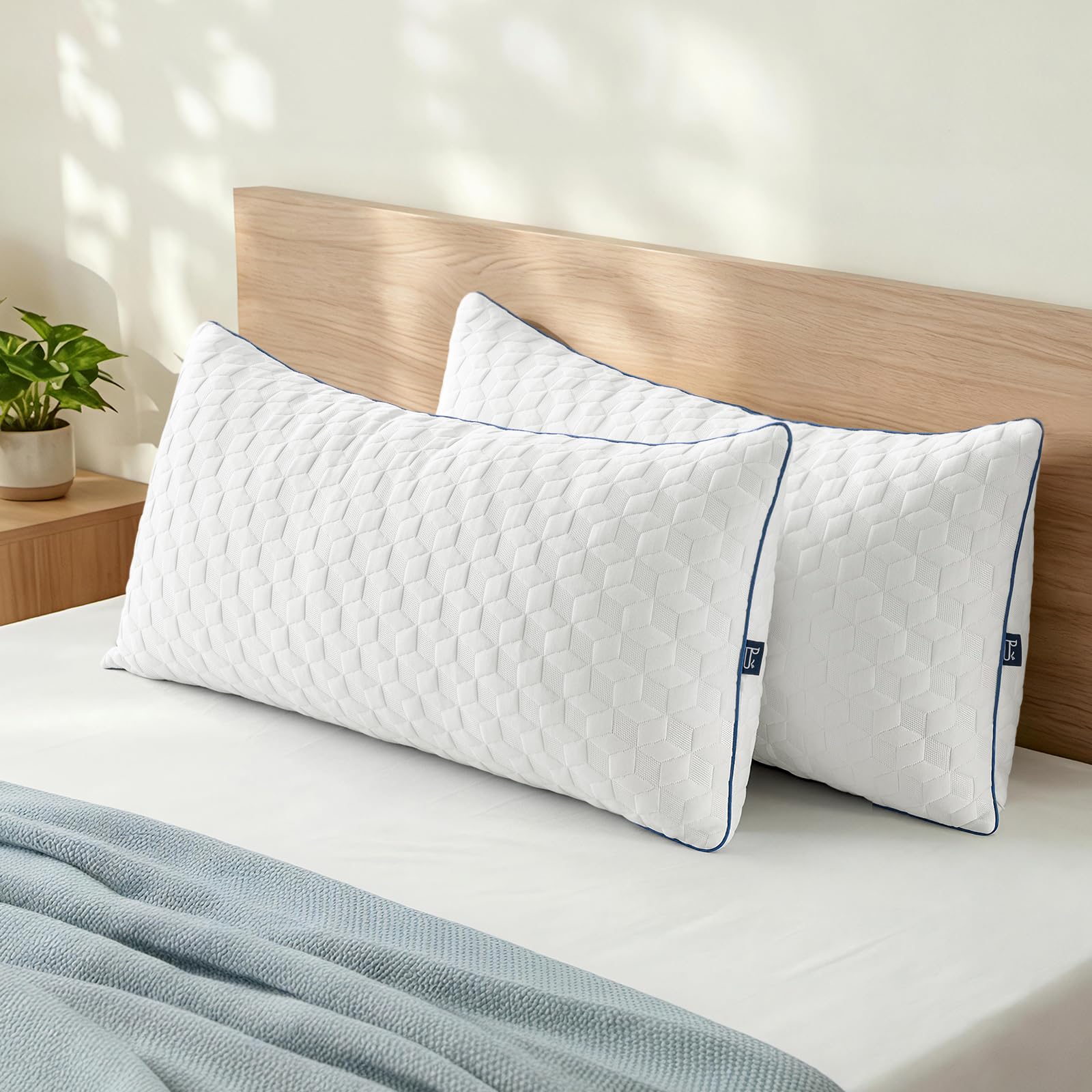 BedStory Poduszka pod głowę 40 x 80 cm, zestaw 2 ergonomicznych poduszek z pianki z pamięcią kształtu, dla osób śpiących na boku, z regulacją wysokości, do wszystkich pozycji spania, oddychająca i